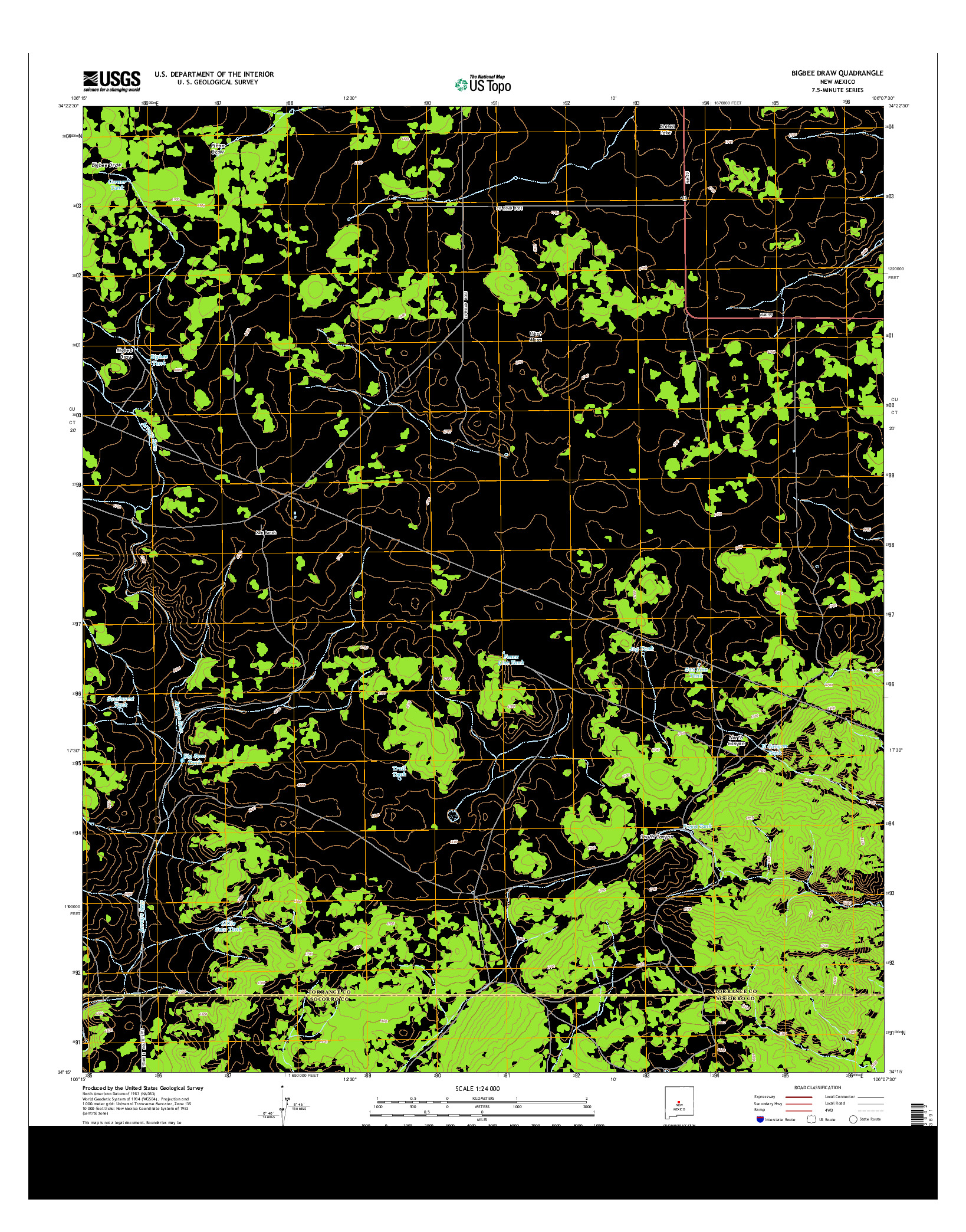 USGS US TOPO 7.5-MINUTE MAP FOR BIGBEE DRAW, NM 2013