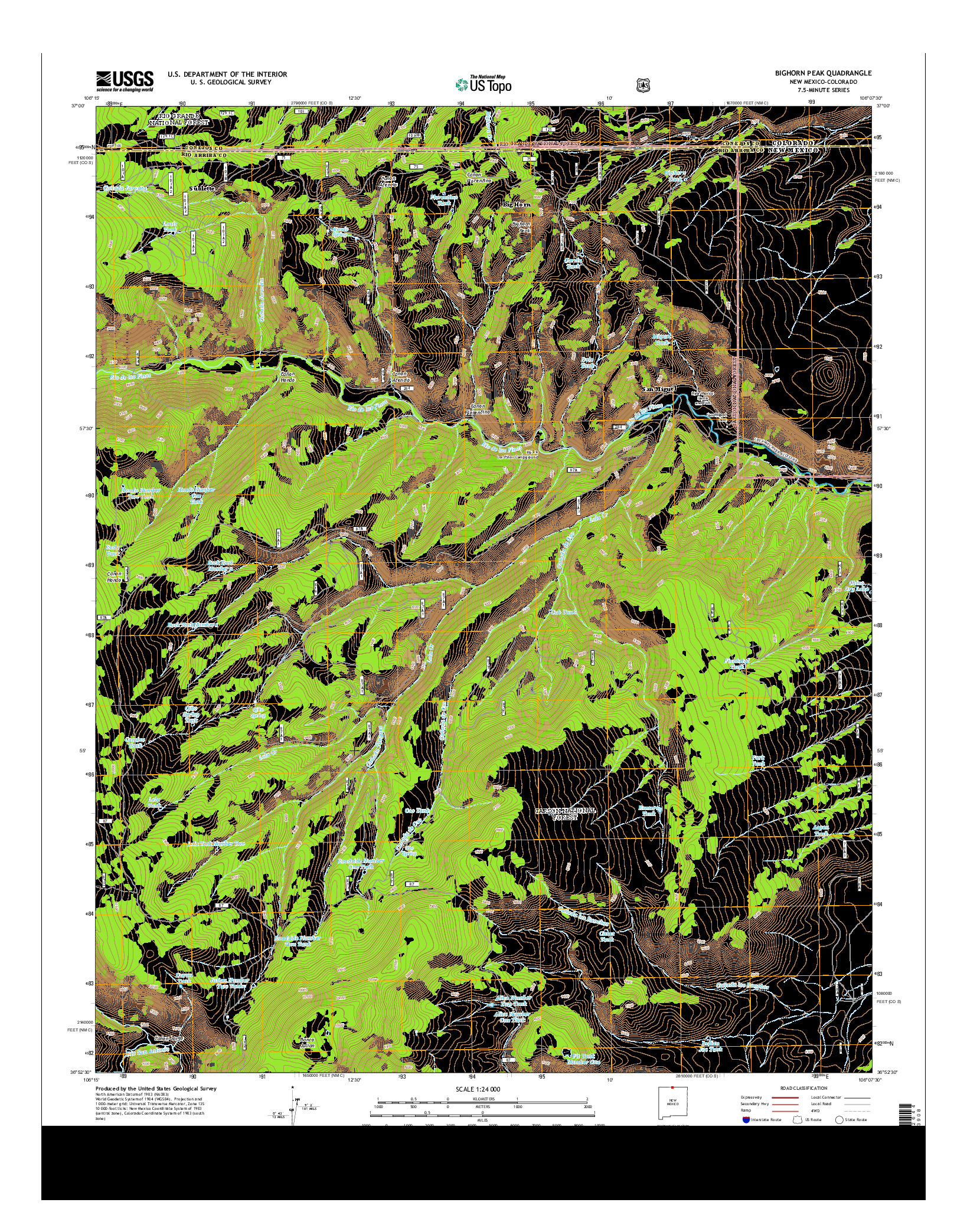 USGS US TOPO 7.5-MINUTE MAP FOR BIGHORN PEAK, NM-CO 2013