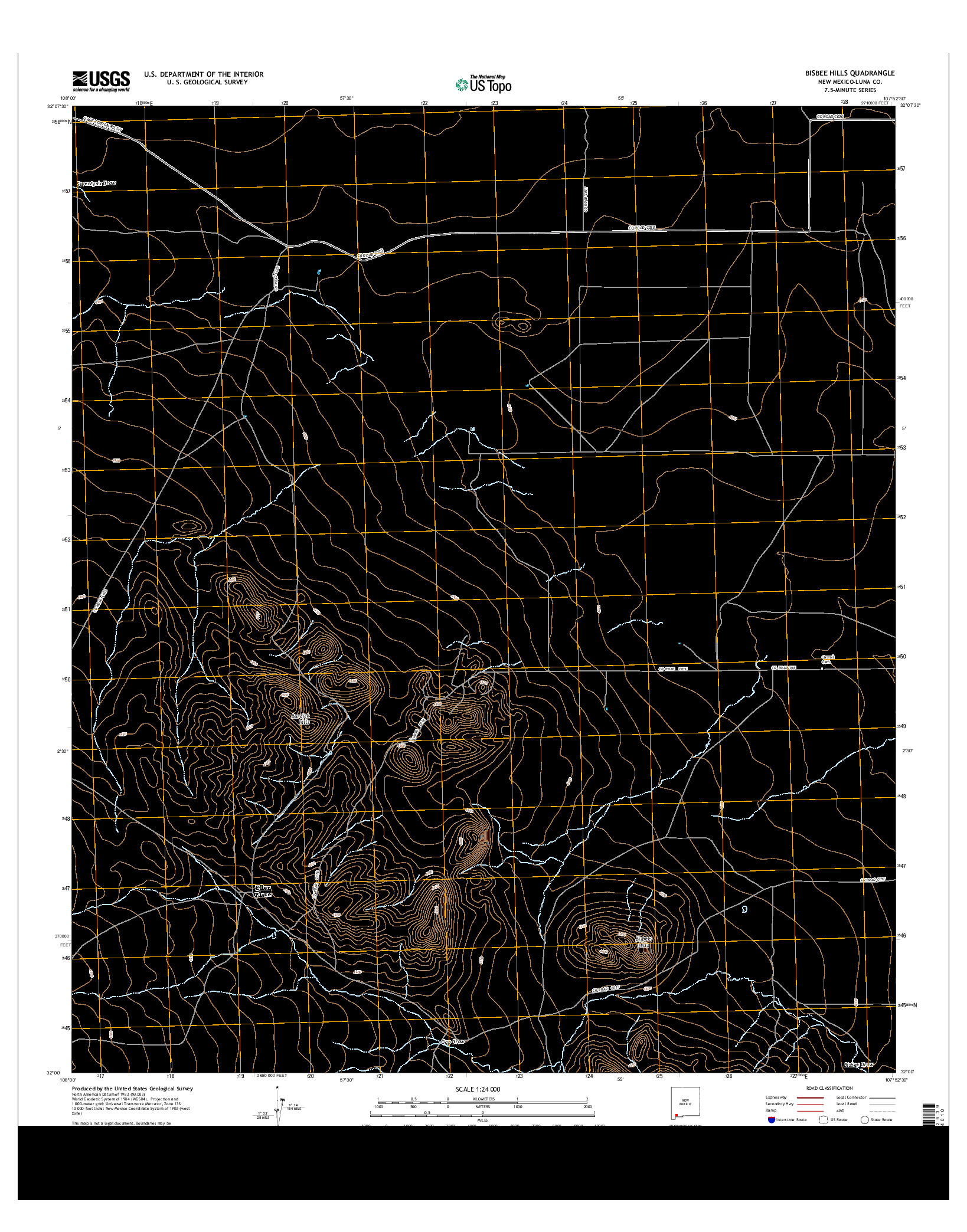 USGS US TOPO 7.5-MINUTE MAP FOR BISBEE HILLS, NM 2013