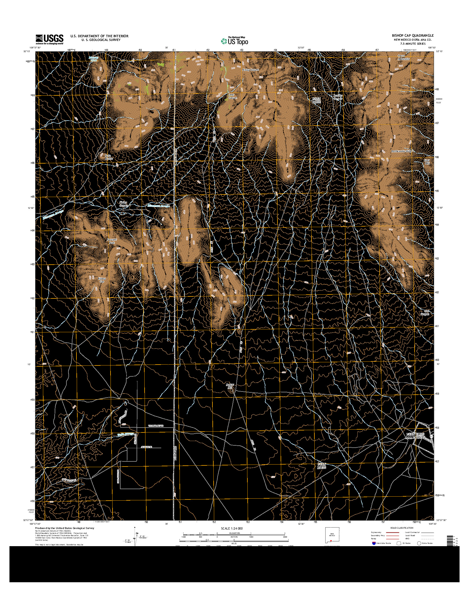 USGS US TOPO 7.5-MINUTE MAP FOR BISHOP CAP, NM 2013