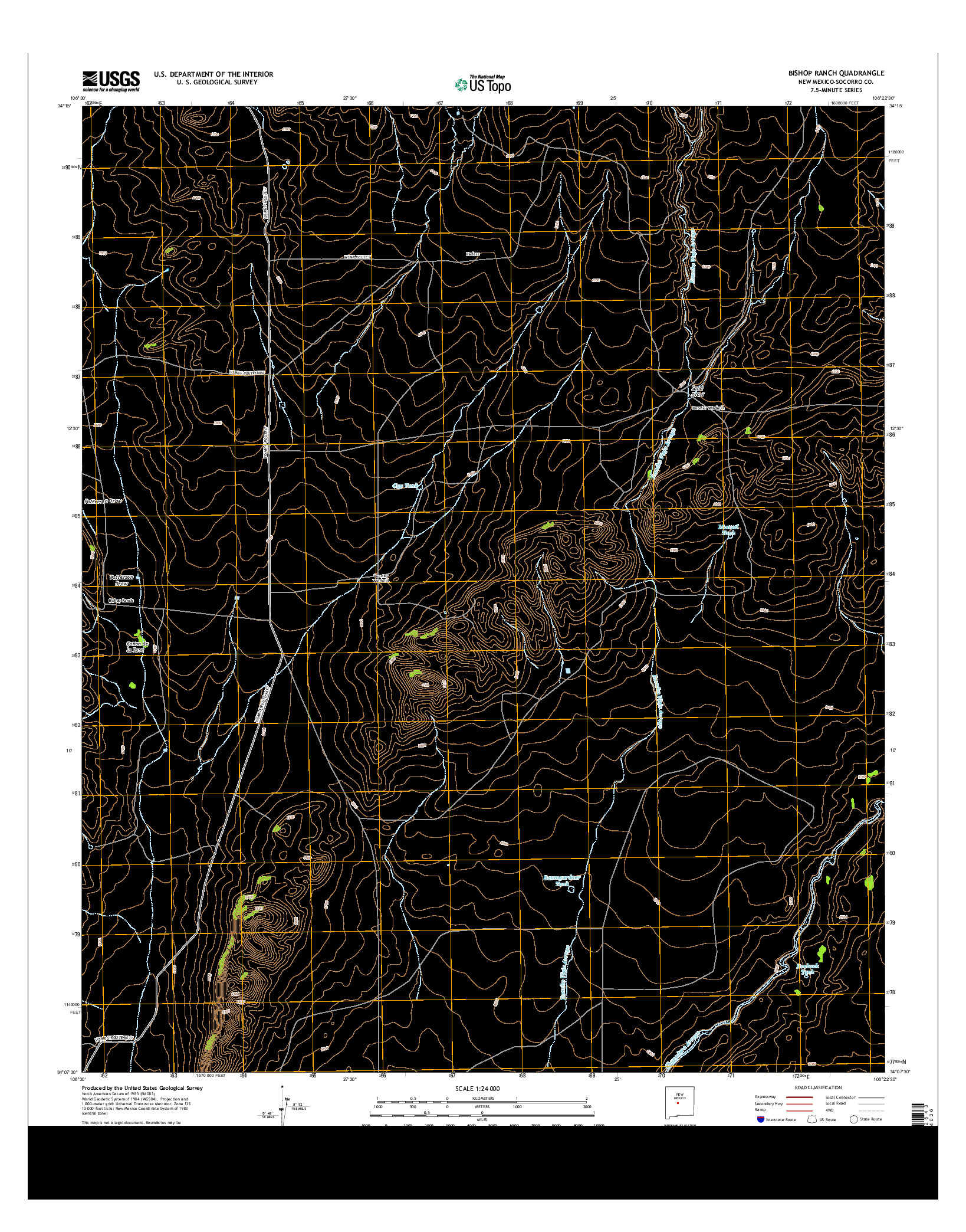 USGS US TOPO 7.5-MINUTE MAP FOR BISHOP RANCH, NM 2013