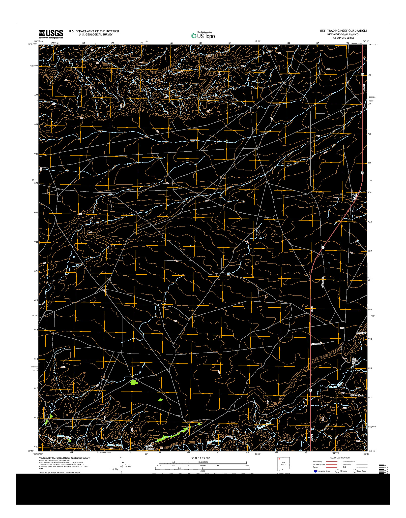 USGS US TOPO 7.5-MINUTE MAP FOR BISTI TRADING POST, NM 2013