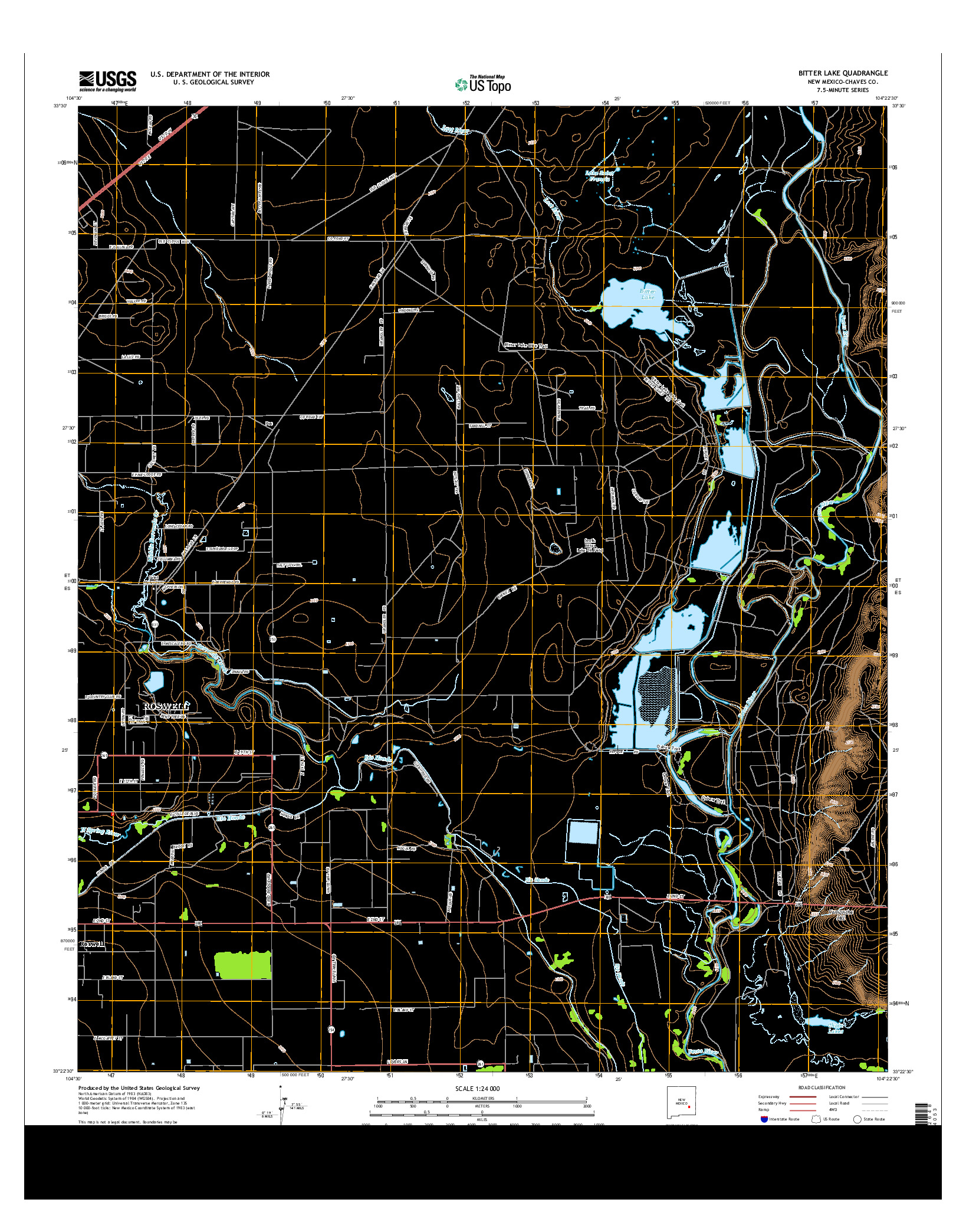 USGS US TOPO 7.5-MINUTE MAP FOR BITTER LAKE, NM 2013