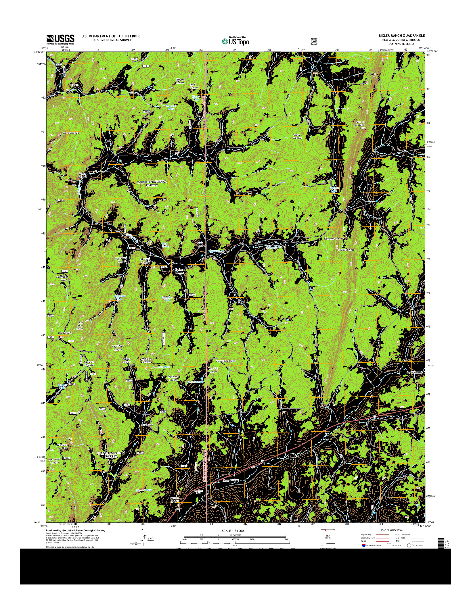 USGS US TOPO 7.5-MINUTE MAP FOR BIXLER RANCH, NM 2013