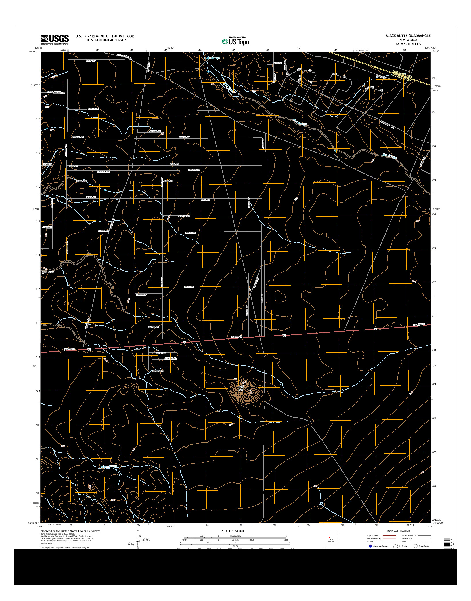 USGS US TOPO 7.5-MINUTE MAP FOR BLACK BUTTE, NM 2013