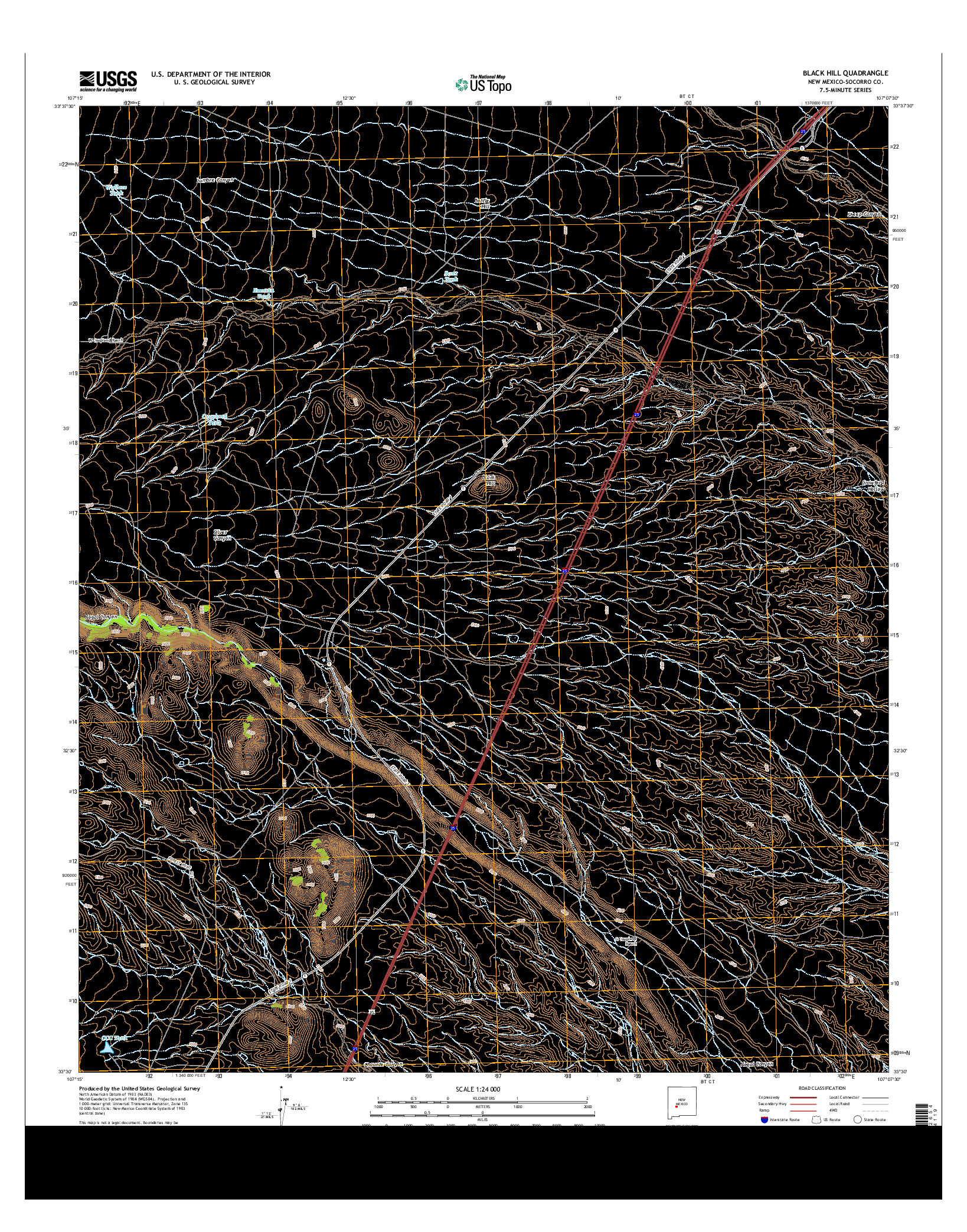 USGS US TOPO 7.5-MINUTE MAP FOR BLACK HILL, NM 2013