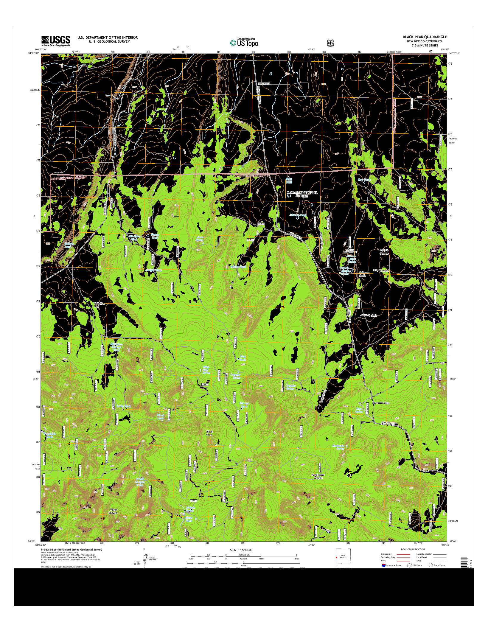 USGS US TOPO 7.5-MINUTE MAP FOR BLACK PEAK, NM 2013