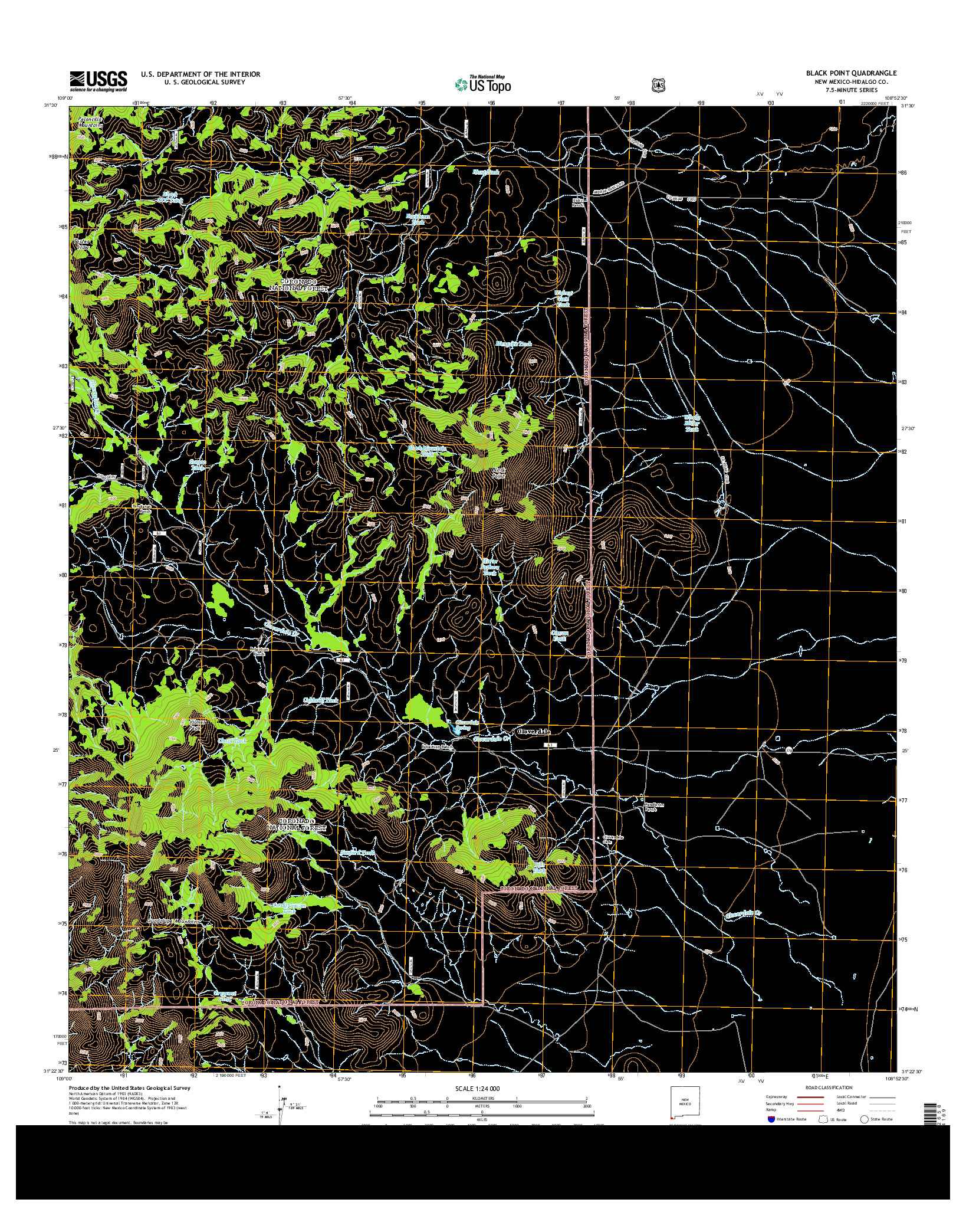 USGS US TOPO 7.5-MINUTE MAP FOR BLACK POINT, NM 2013