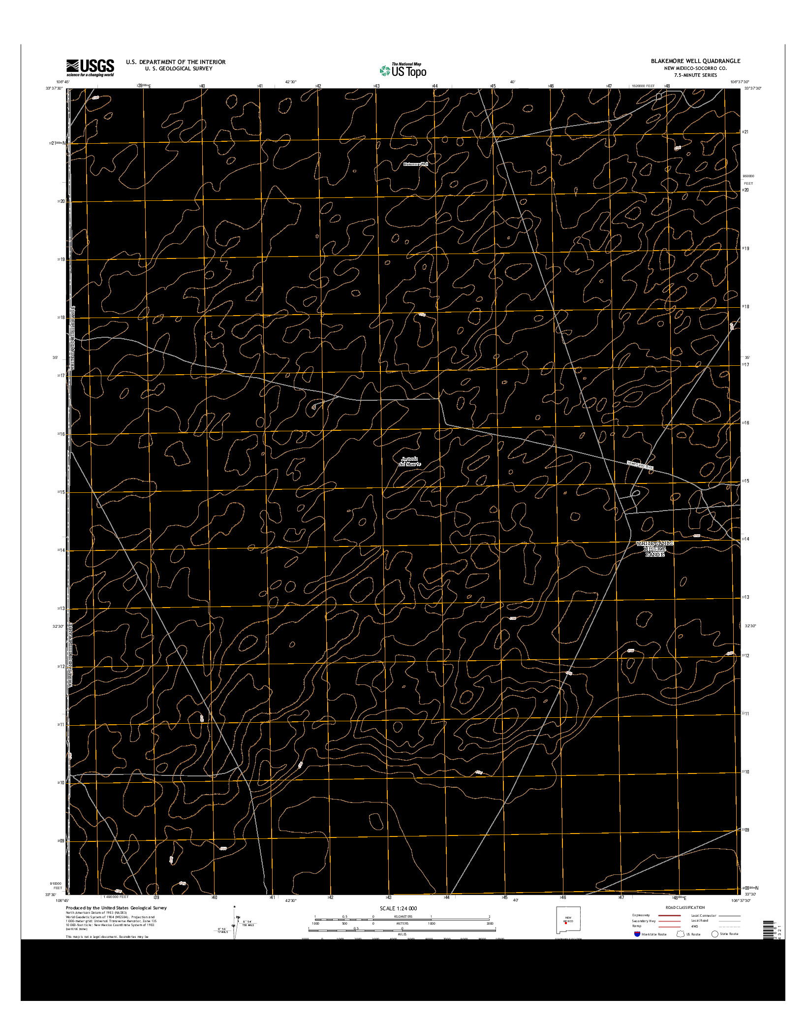 USGS US TOPO 7.5-MINUTE MAP FOR BLAKEMORE WELL, NM 2013