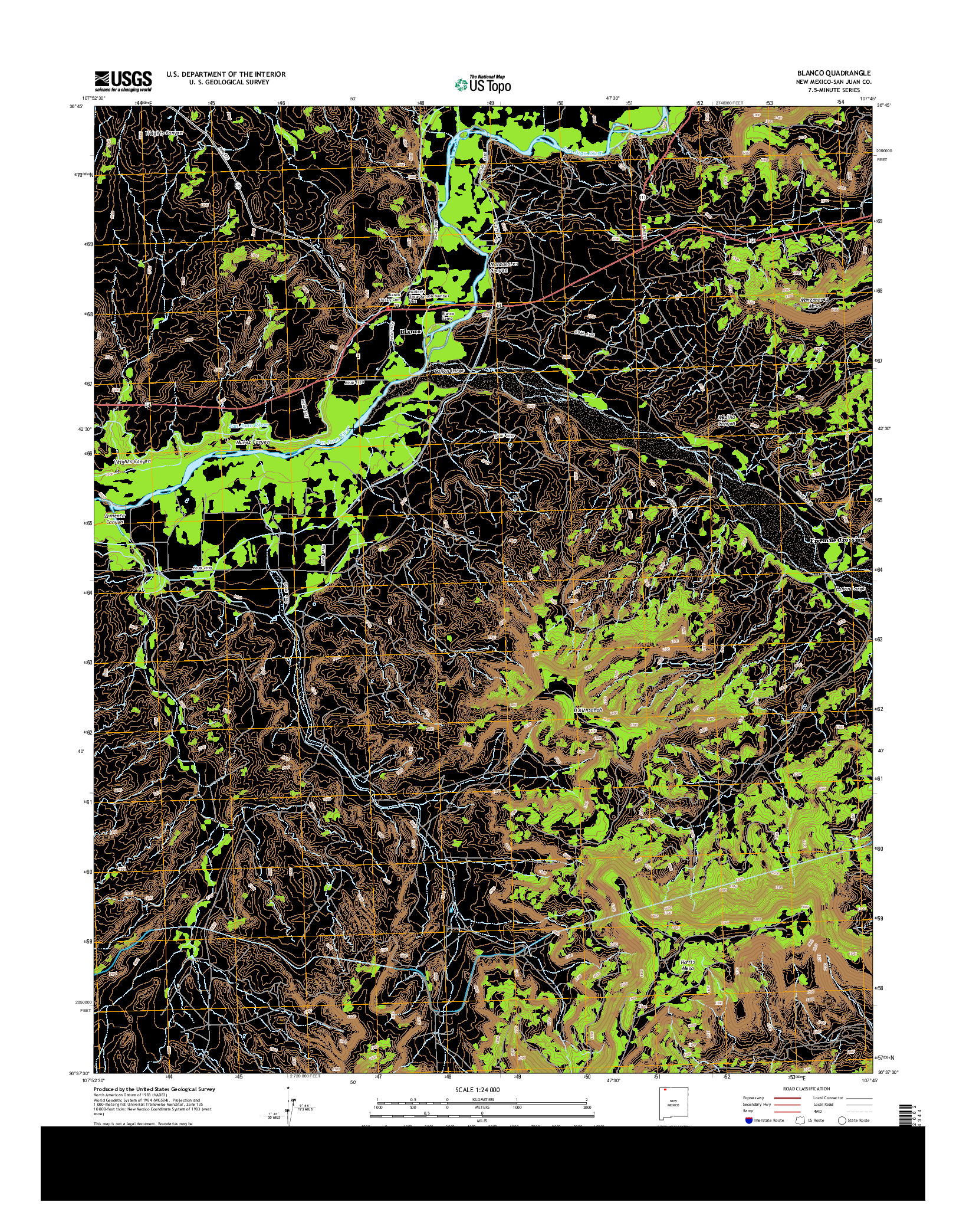 USGS US TOPO 7.5-MINUTE MAP FOR BLANCO, NM 2013