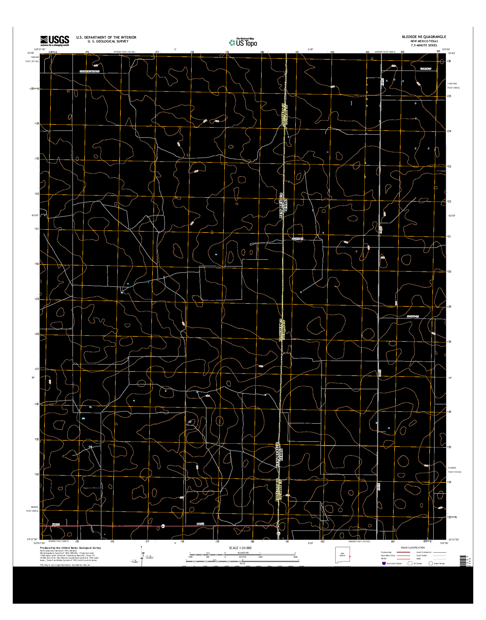 USGS US TOPO 7.5-MINUTE MAP FOR BLEDSOE NE, NM-TX 2013