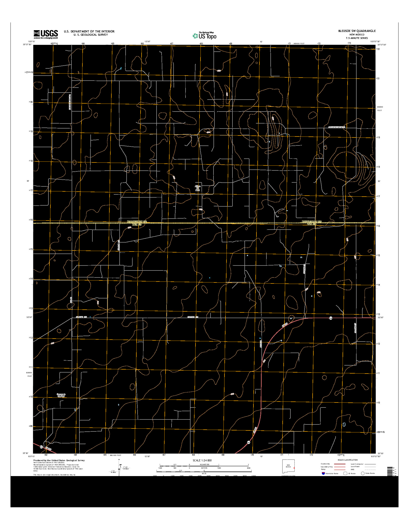 USGS US TOPO 7.5-MINUTE MAP FOR BLEDSOE SW, NM 2013