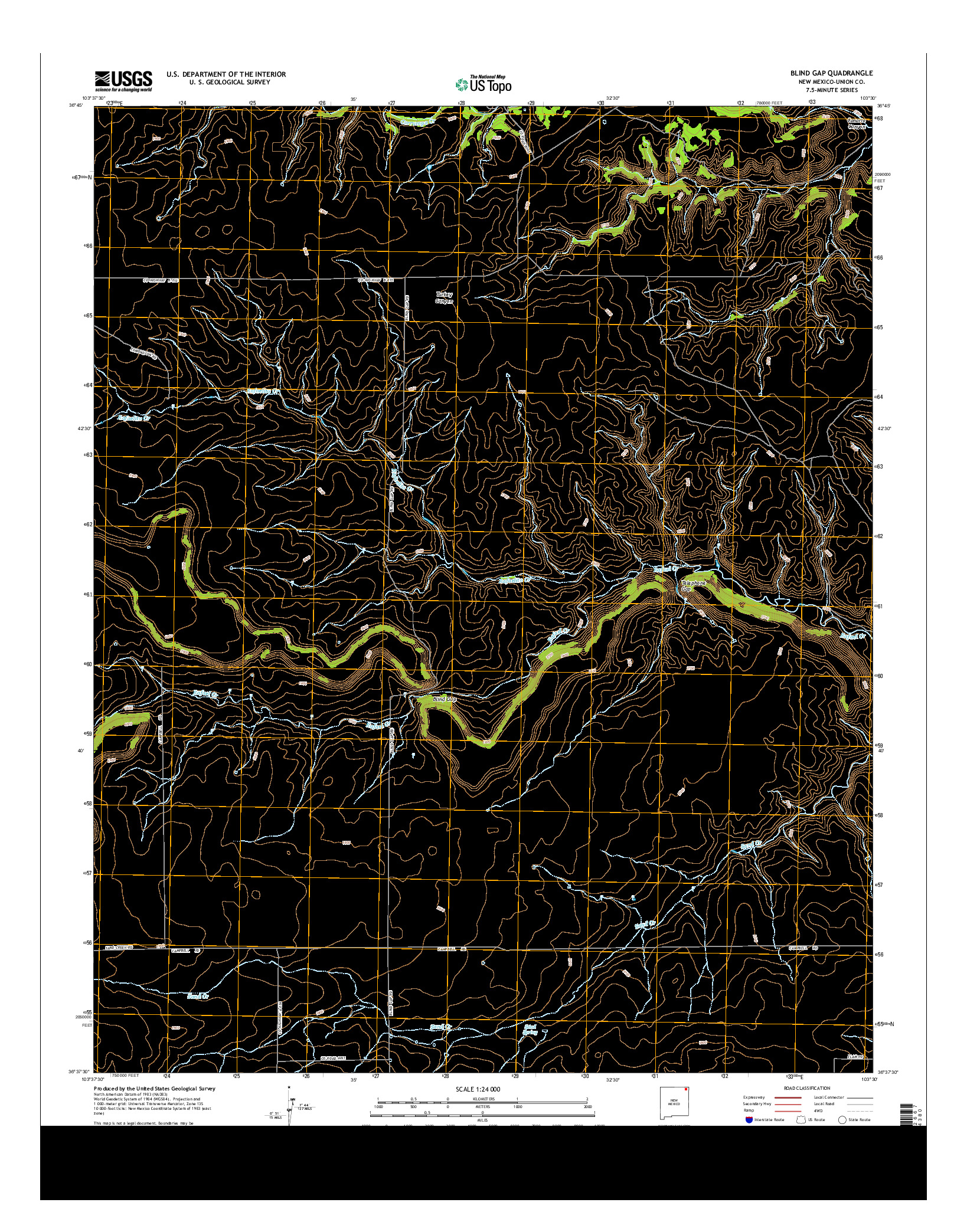 USGS US TOPO 7.5-MINUTE MAP FOR BLIND GAP, NM 2013