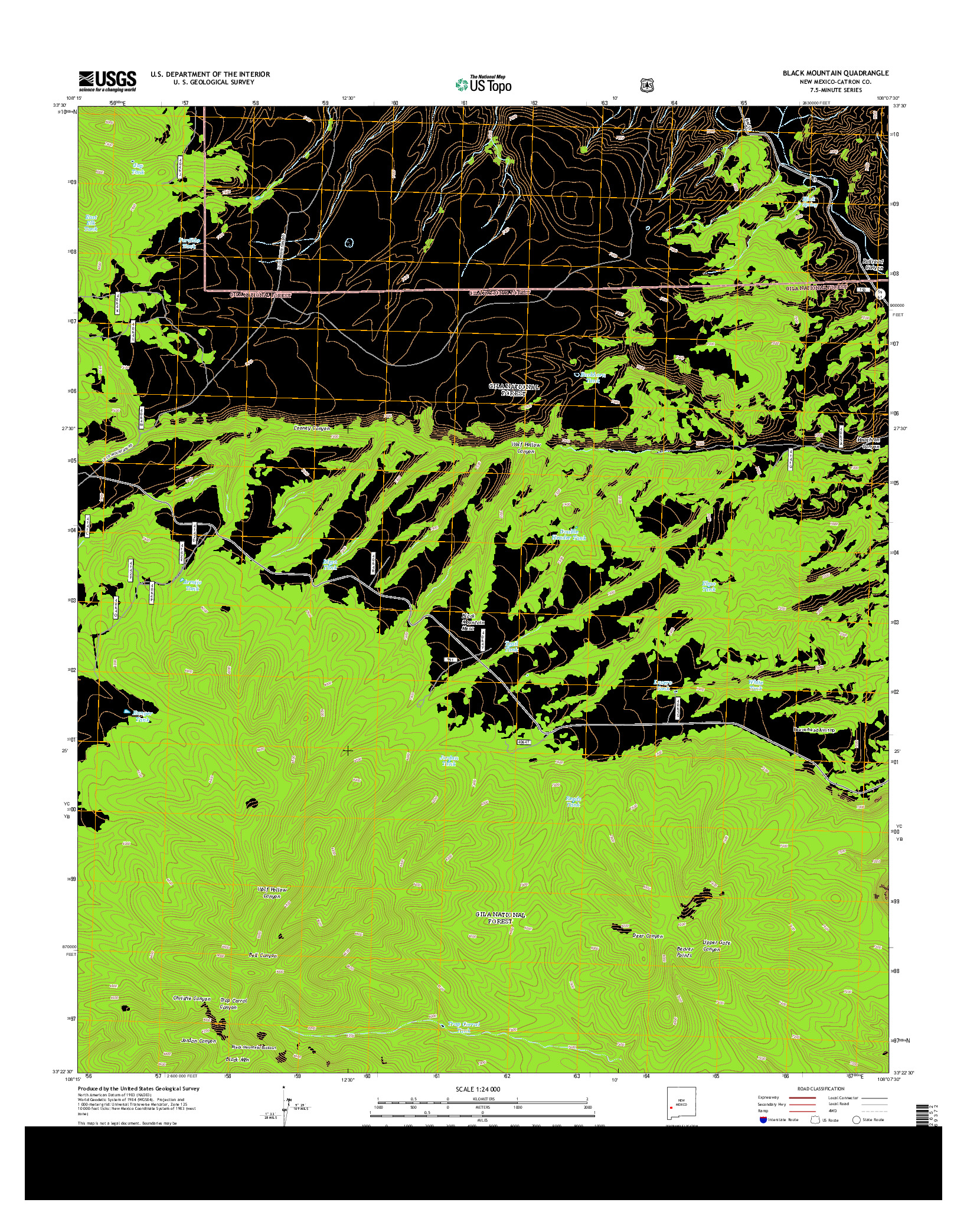 USGS US TOPO 7.5-MINUTE MAP FOR BLACK MOUNTAIN, NM 2013