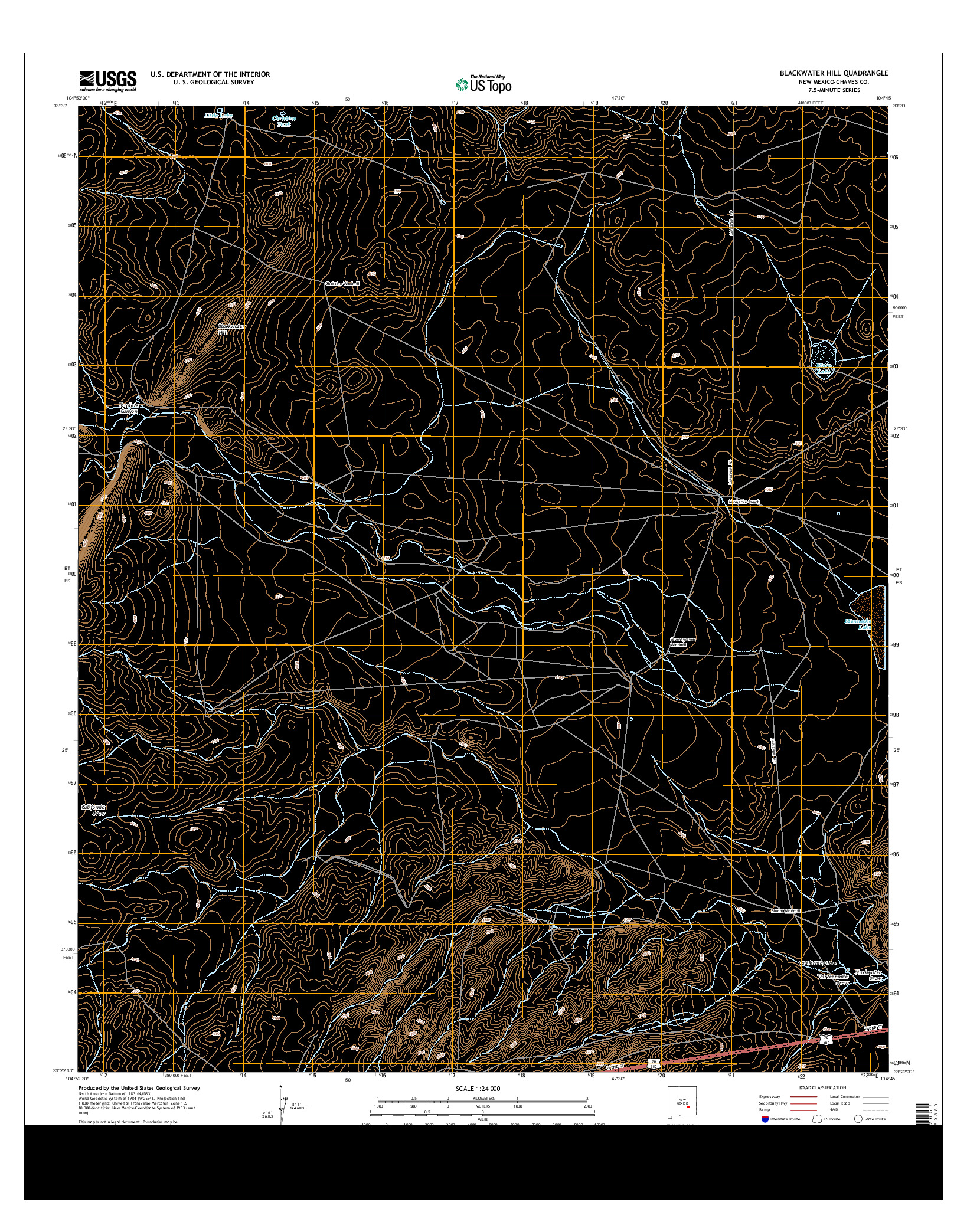 USGS US TOPO 7.5-MINUTE MAP FOR BLACKWATER HILL, NM 2013