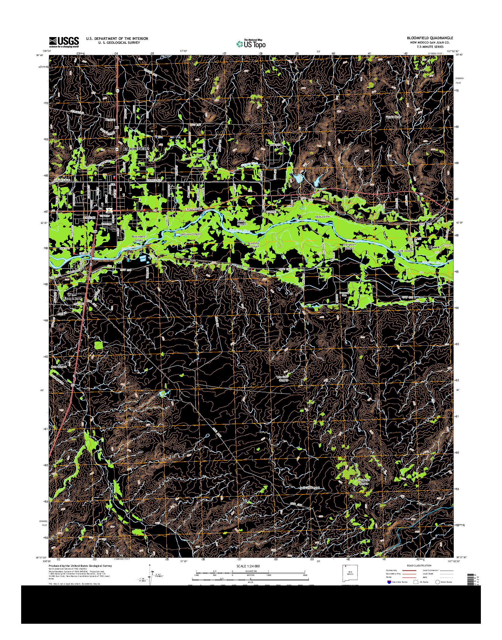 USGS US TOPO 7.5-MINUTE MAP FOR BLOOMFIELD, NM 2013