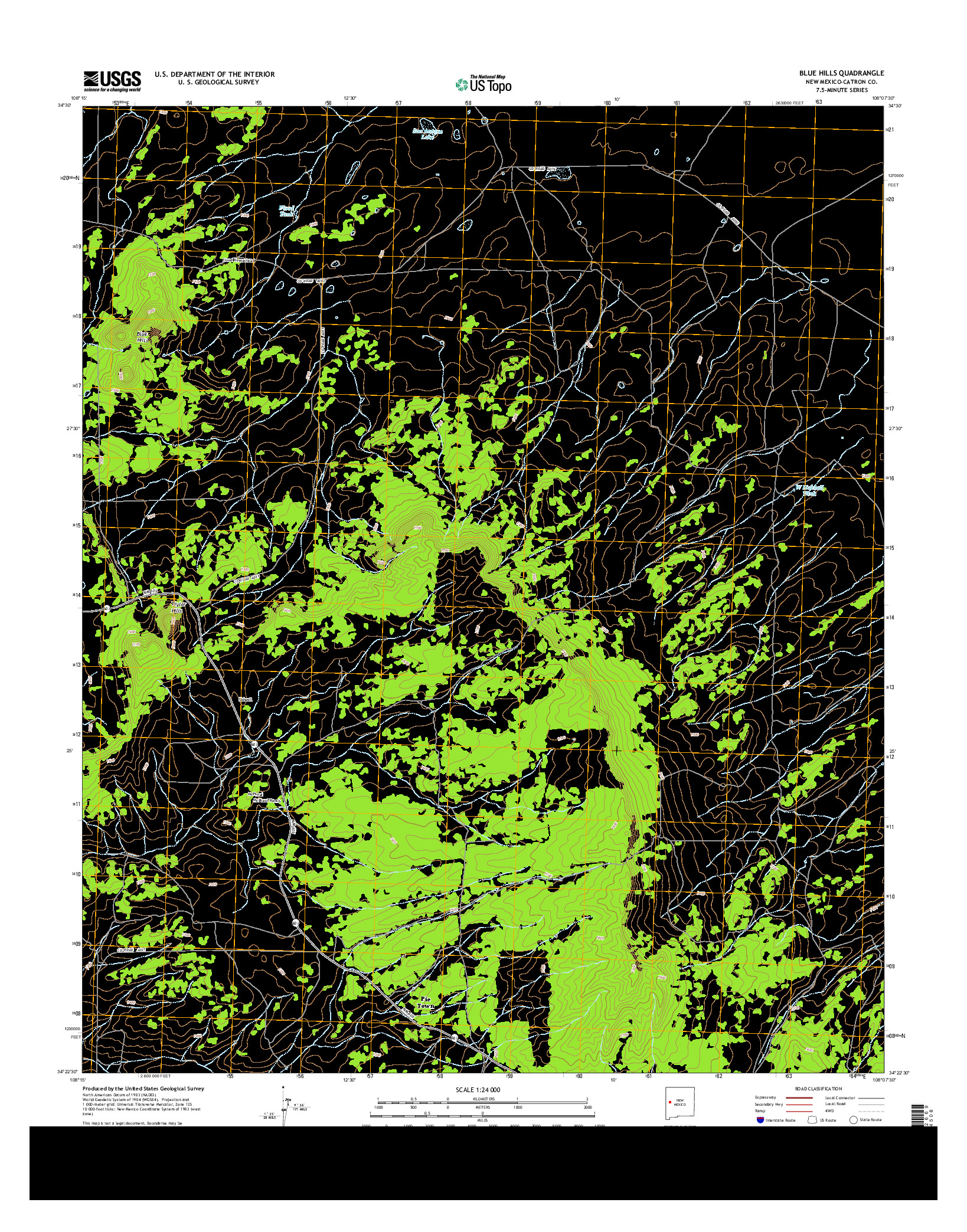 USGS US TOPO 7.5-MINUTE MAP FOR BLUE HILLS, NM 2013