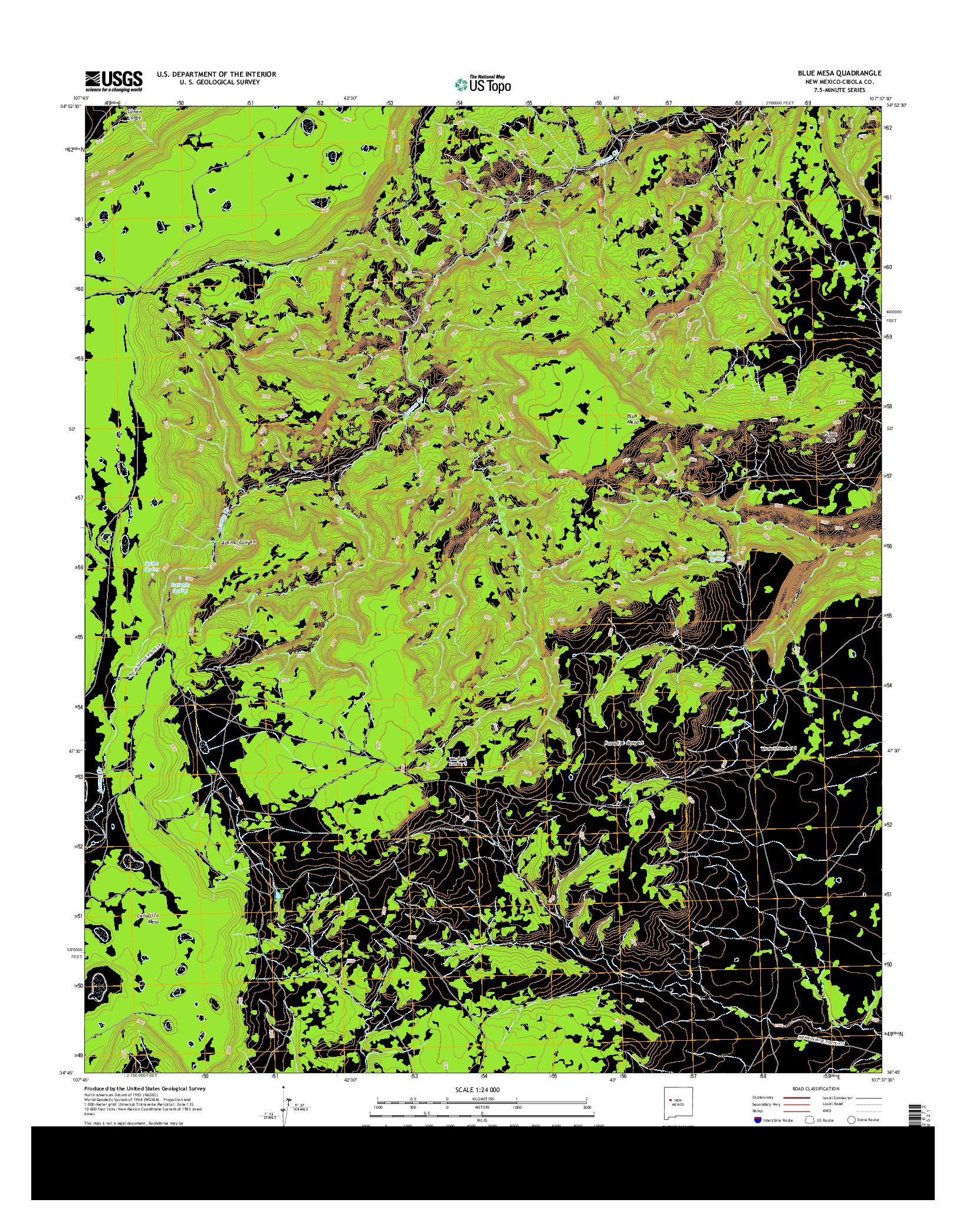 USGS US TOPO 7.5-MINUTE MAP FOR BLUE MESA, NM 2013