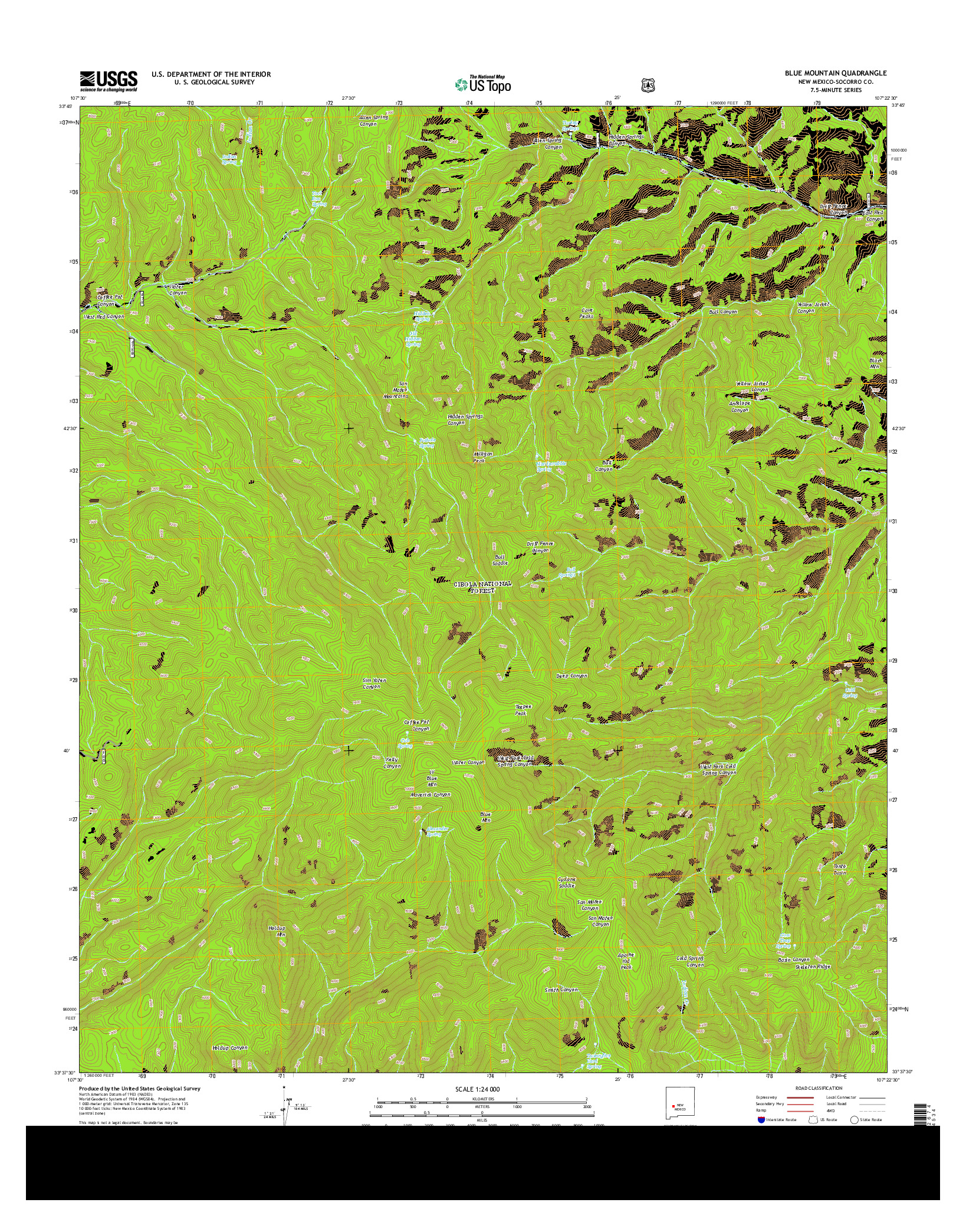 USGS US TOPO 7.5-MINUTE MAP FOR BLUE MOUNTAIN, NM 2013