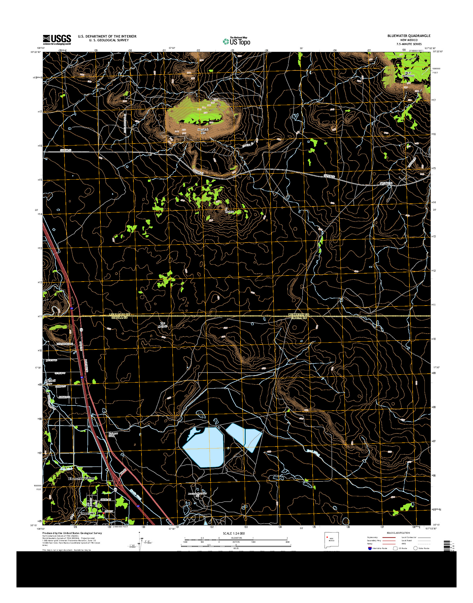 USGS US TOPO 7.5-MINUTE MAP FOR BLUEWATER, NM 2013