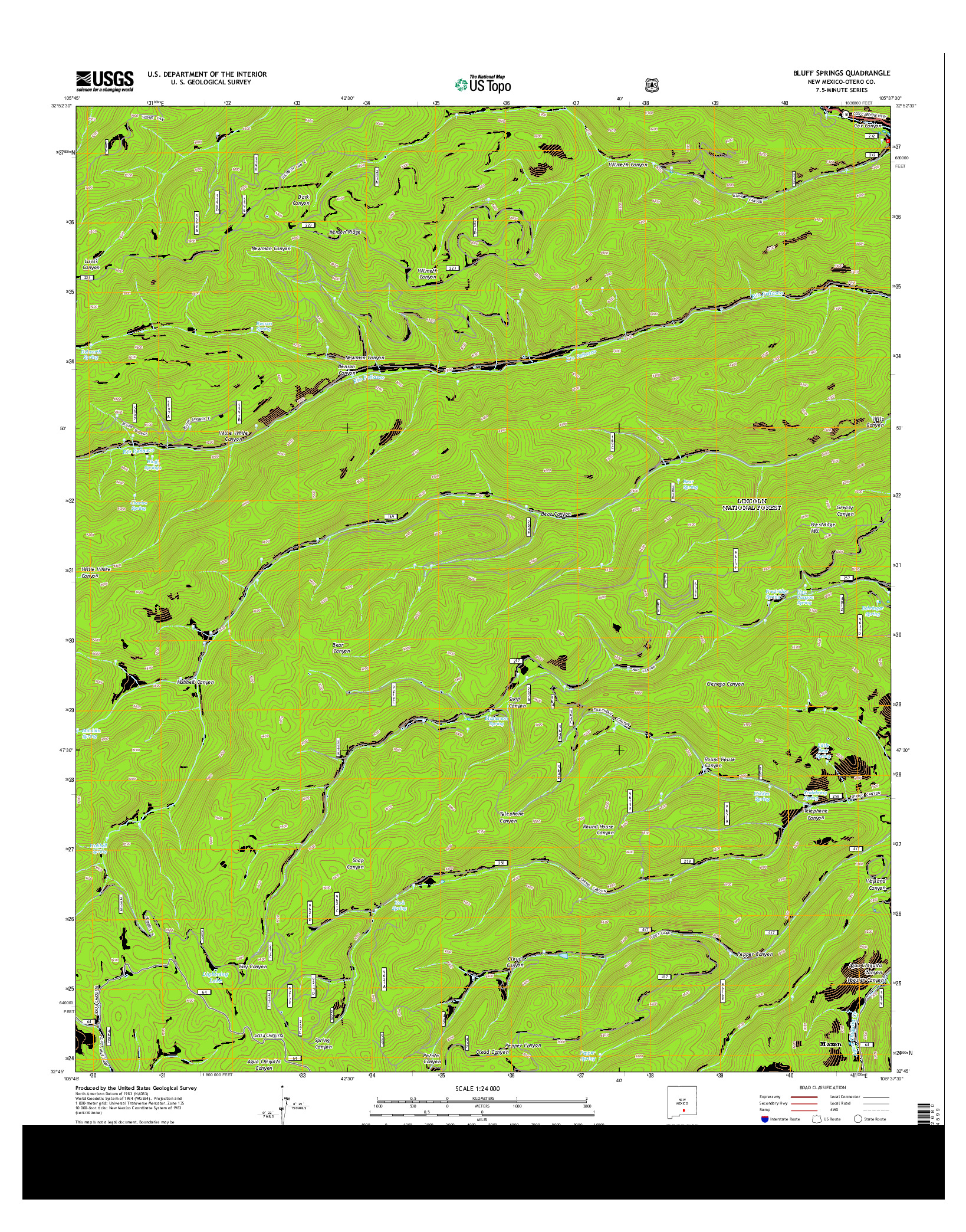 USGS US TOPO 7.5-MINUTE MAP FOR BLUFF SPRINGS, NM 2013