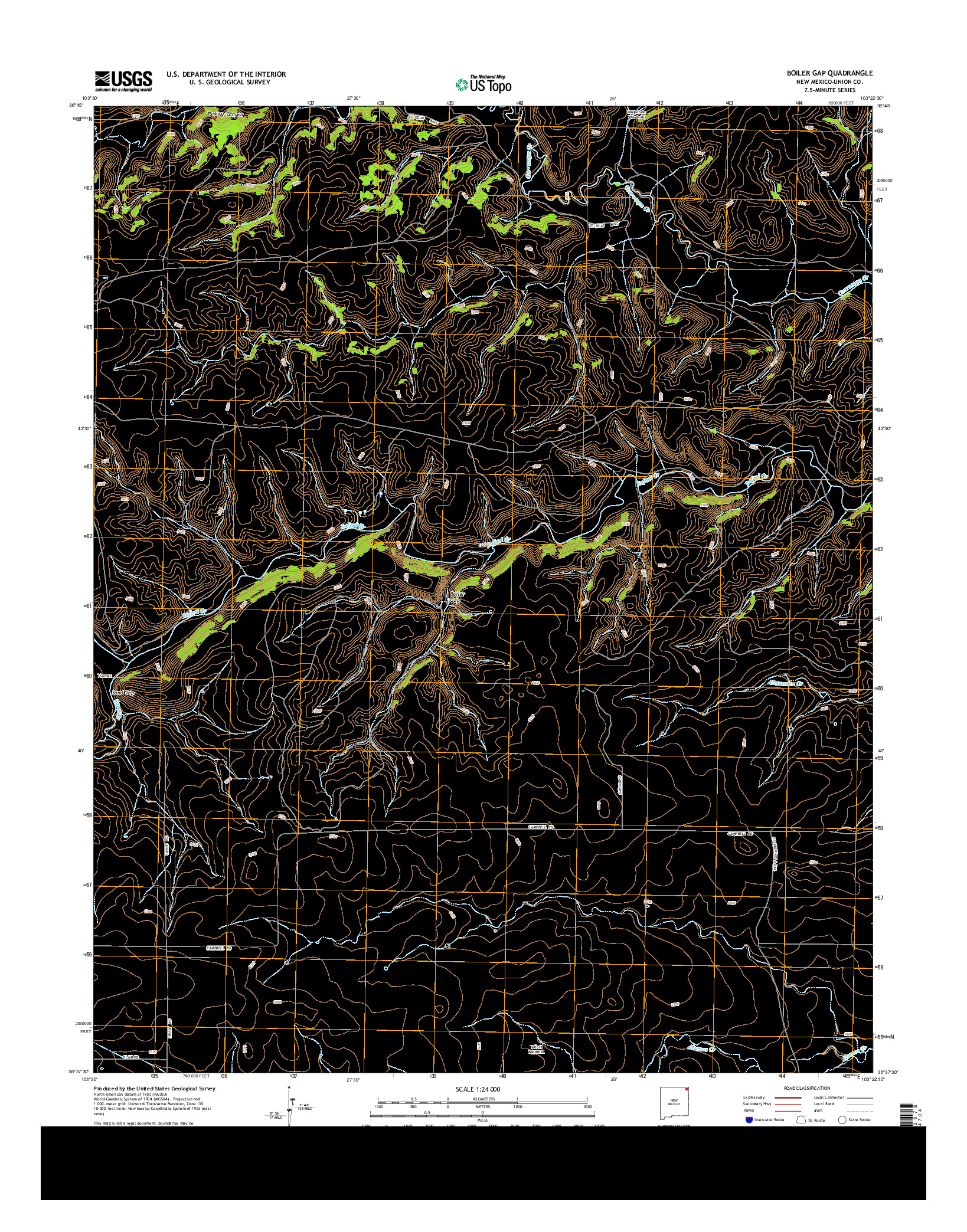 USGS US TOPO 7.5-MINUTE MAP FOR BOILER GAP, NM 2013