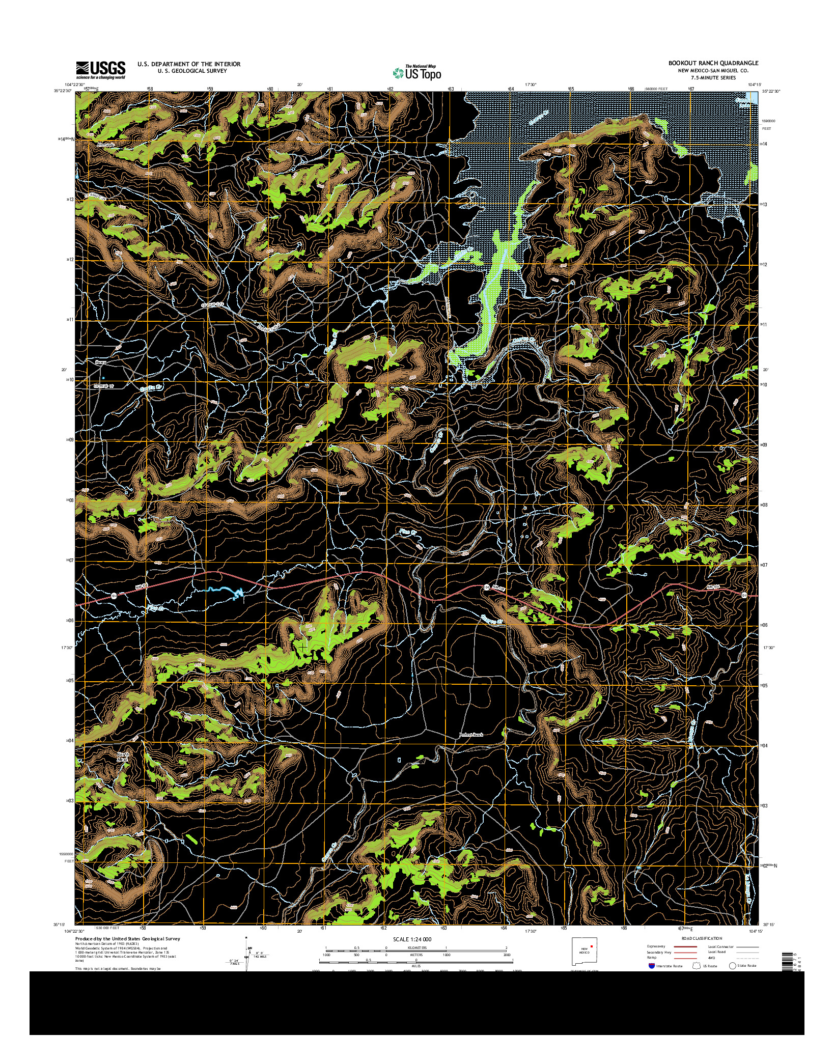 USGS US TOPO 7.5-MINUTE MAP FOR BOOKOUT RANCH, NM 2013