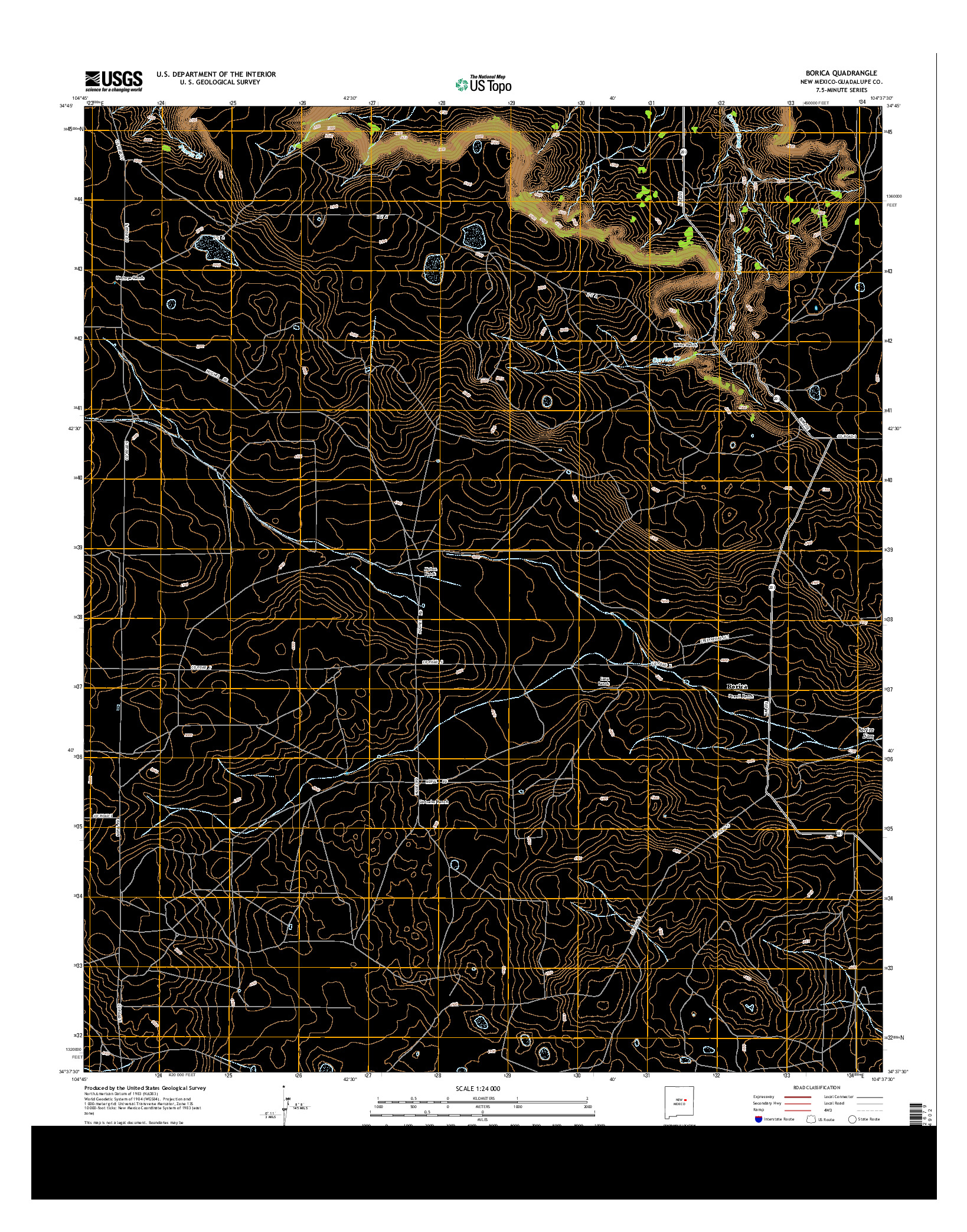 USGS US TOPO 7.5-MINUTE MAP FOR BORICA, NM 2013