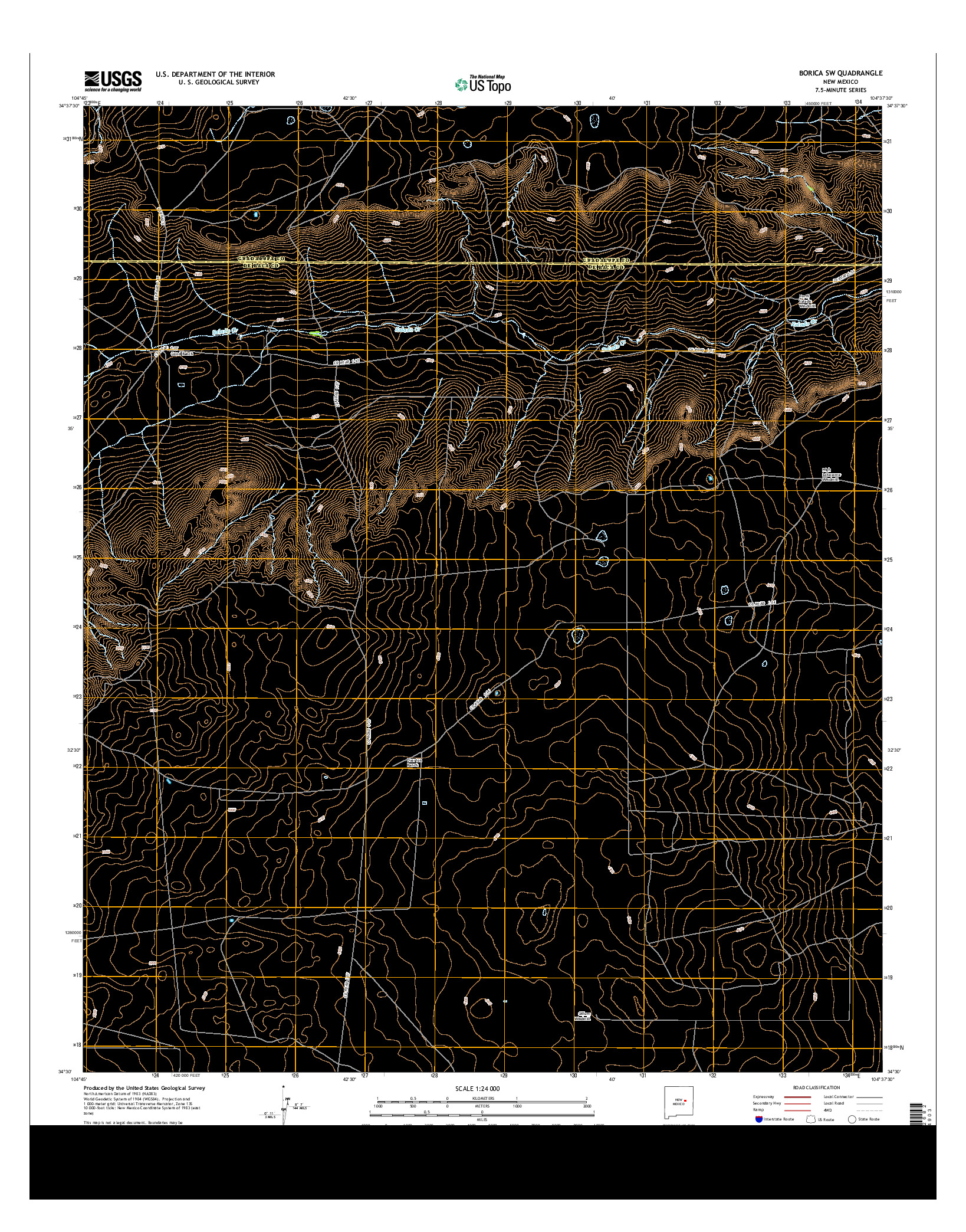 USGS US TOPO 7.5-MINUTE MAP FOR BORICA SW, NM 2013