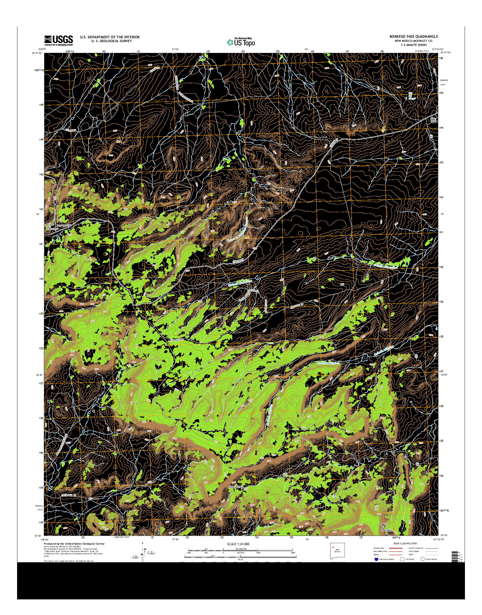 USGS US TOPO 7.5-MINUTE MAP FOR BORREGO PASS, NM 2013