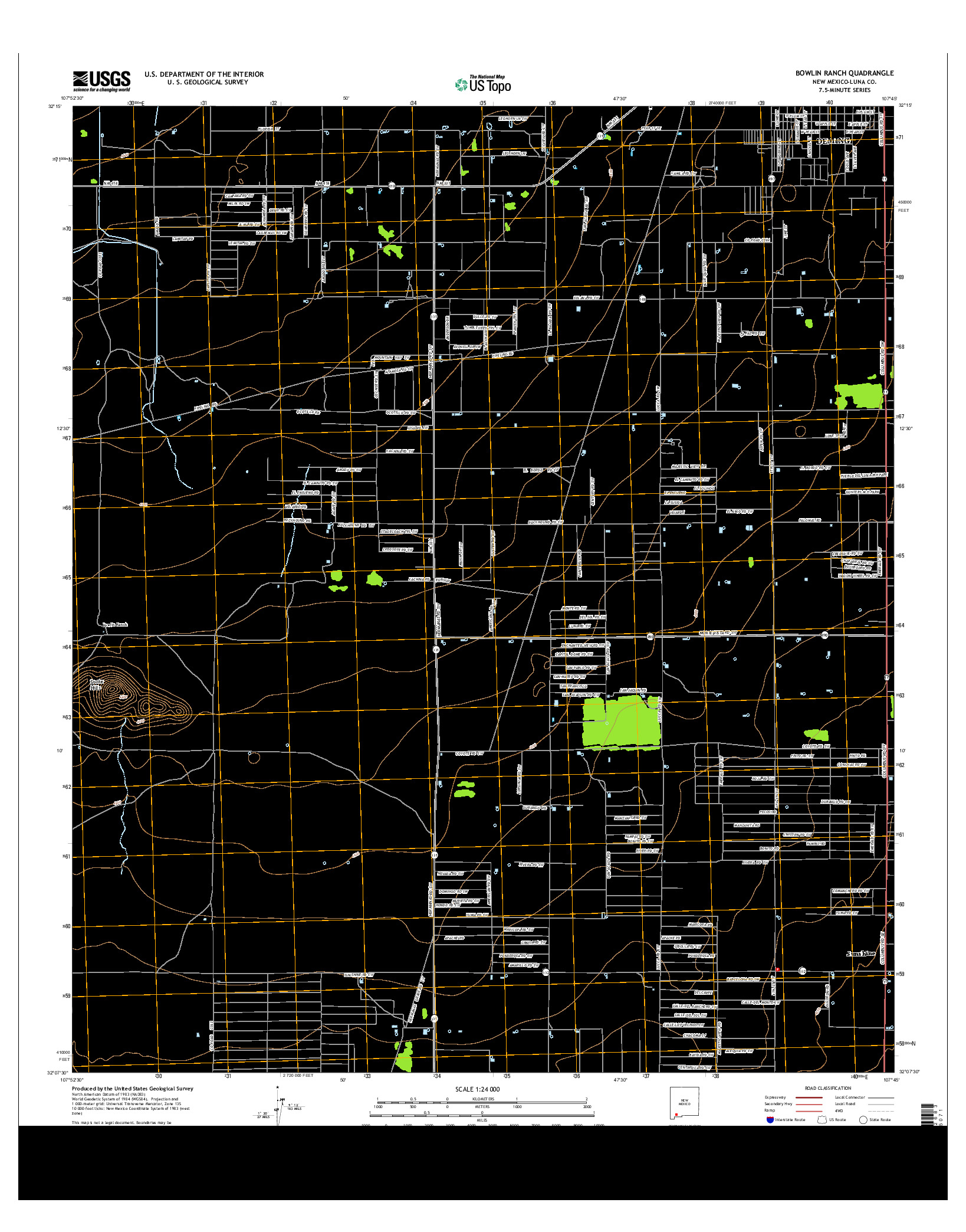 USGS US TOPO 7.5-MINUTE MAP FOR BOWLIN RANCH, NM 2013