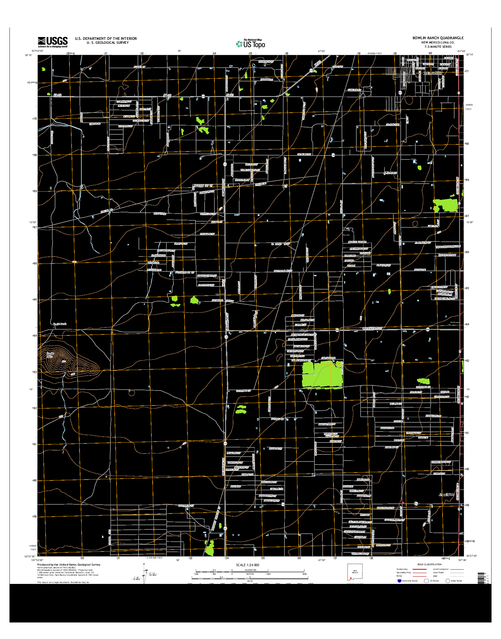 USGS US TOPO 7.5-MINUTE MAP FOR BOWLIN RANCH, NM 2013