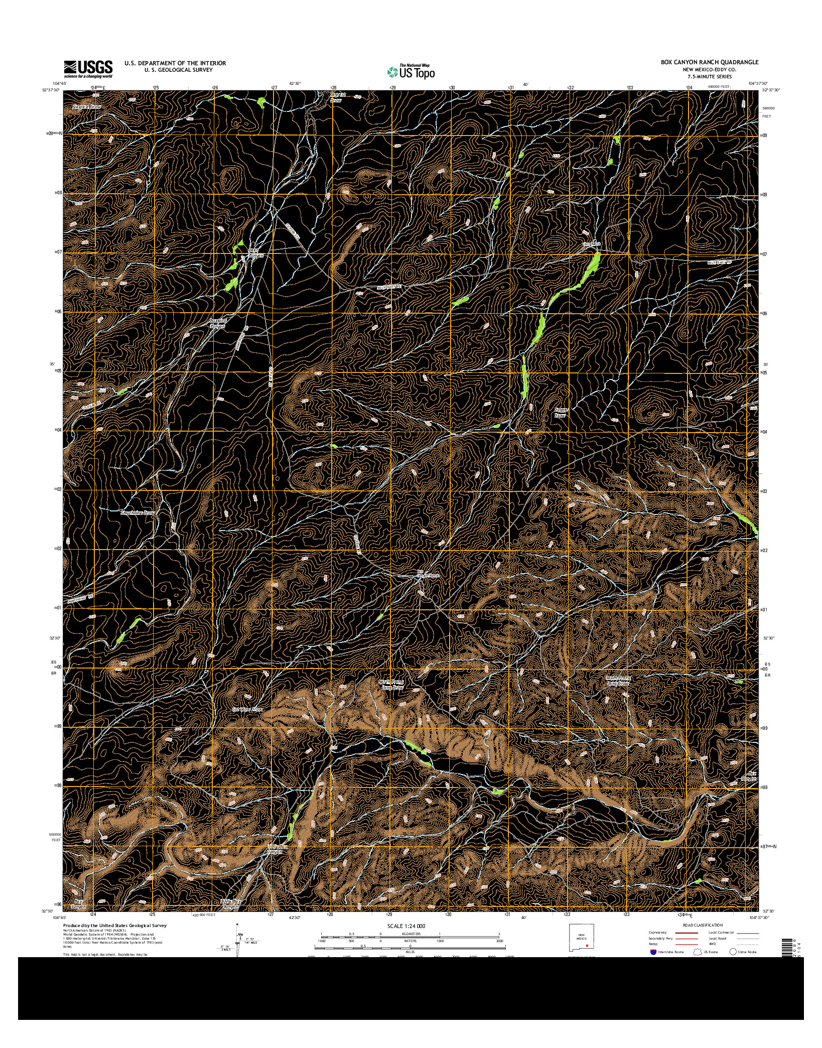 USGS US TOPO 7.5-MINUTE MAP FOR BOX CANYON RANCH, NM 2013