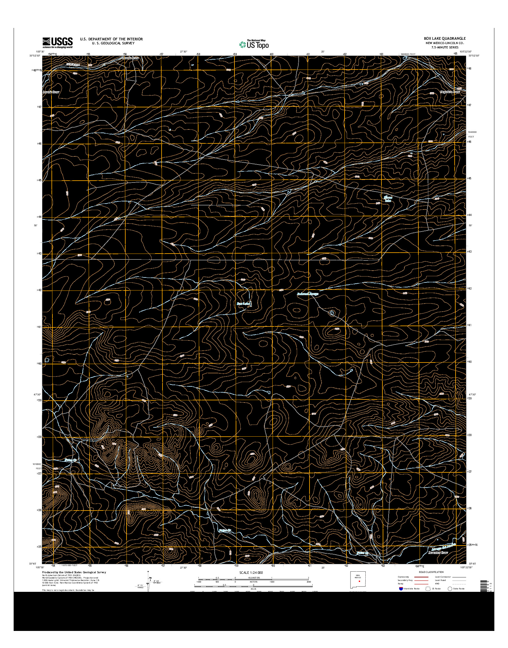 USGS US TOPO 7.5-MINUTE MAP FOR BOX LAKE, NM 2013