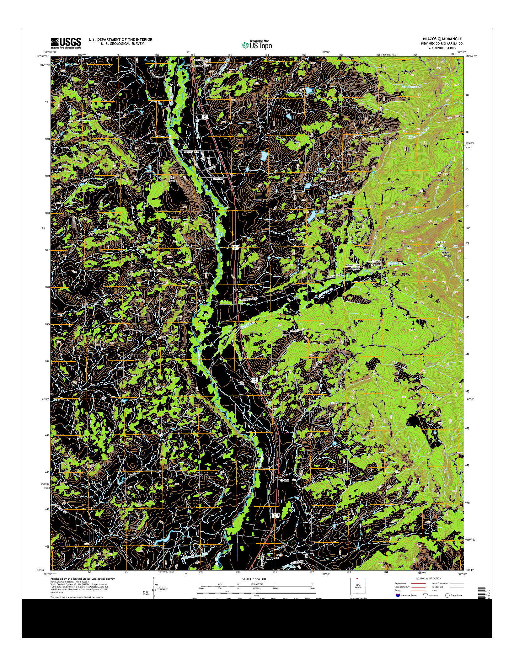 USGS US TOPO 7.5-MINUTE MAP FOR BRAZOS, NM 2013