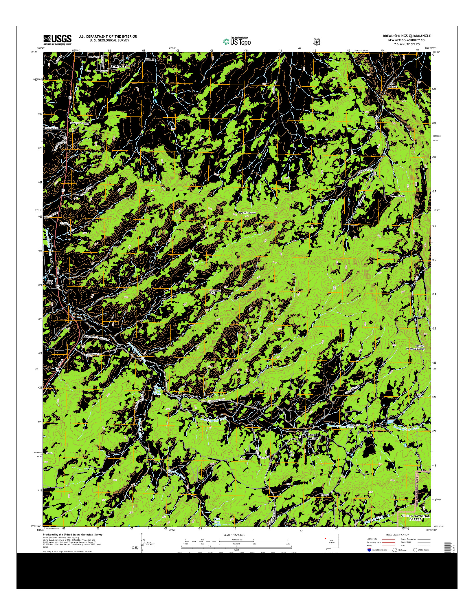 USGS US TOPO 7.5-MINUTE MAP FOR BREAD SPRINGS, NM 2013