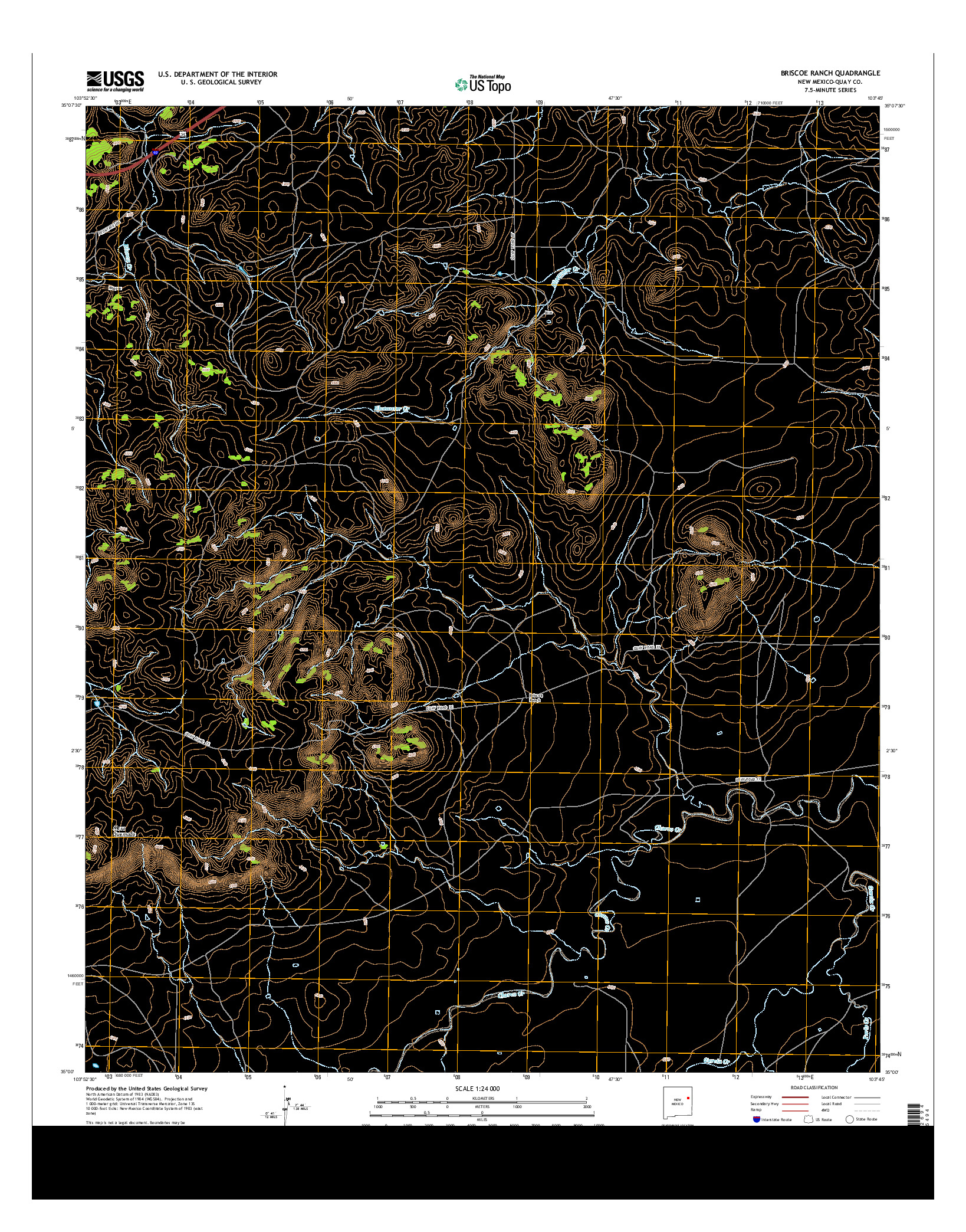 USGS US TOPO 7.5-MINUTE MAP FOR BRISCOE RANCH, NM 2013