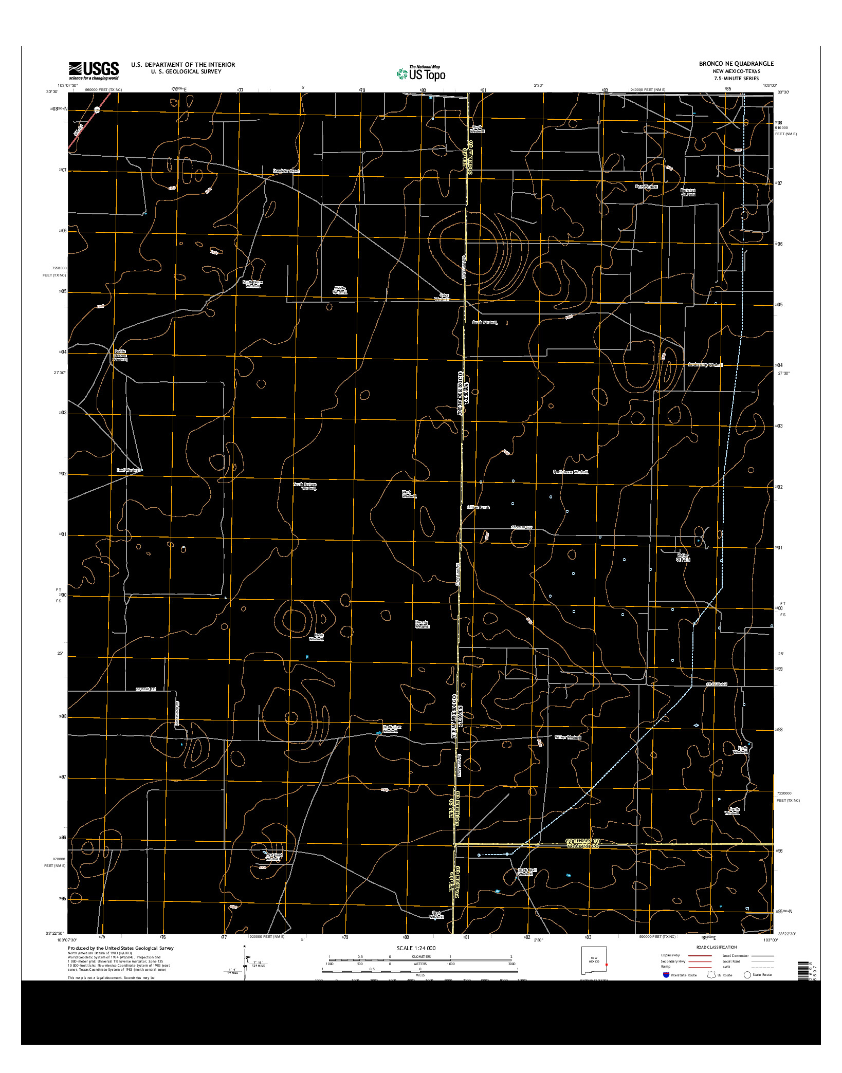 USGS US TOPO 7.5-MINUTE MAP FOR BRONCO NE, NM-TX 2013