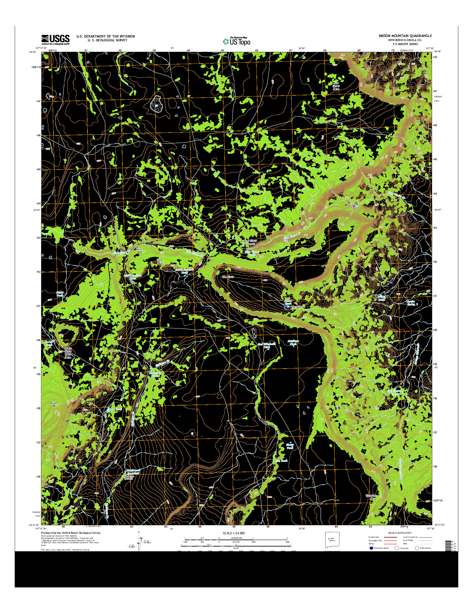 USGS US TOPO 7.5-MINUTE MAP FOR BROOM MOUNTAIN, NM 2013
