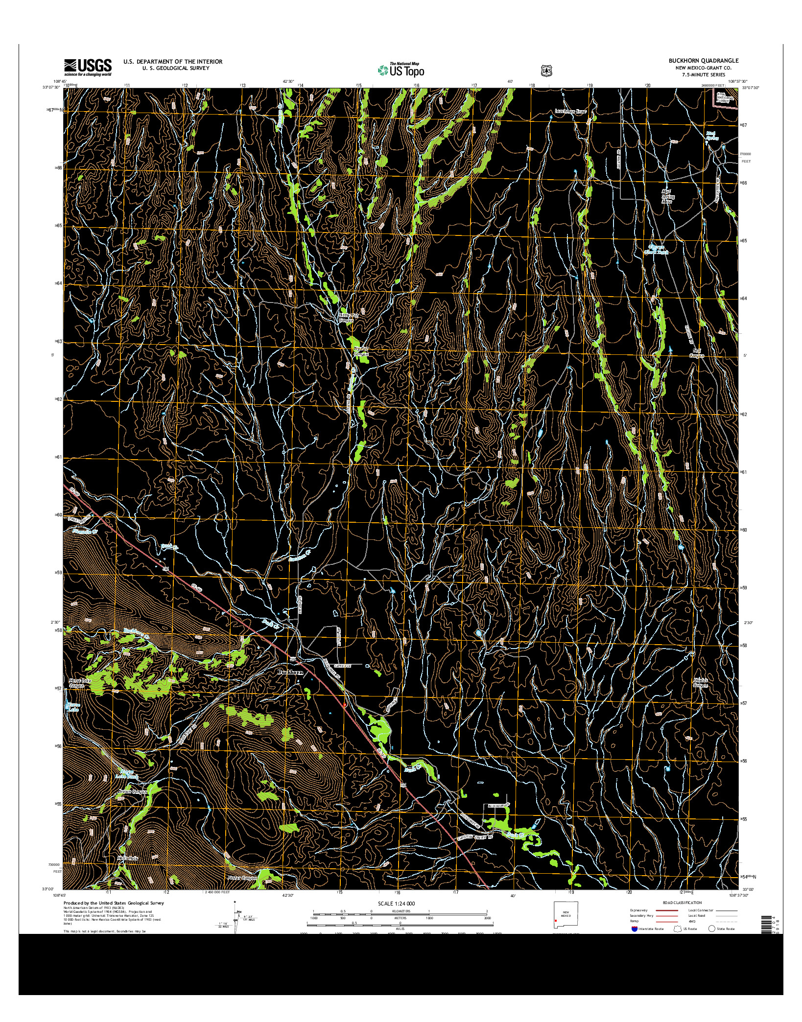 USGS US TOPO 7.5-MINUTE MAP FOR BUCKHORN, NM 2013