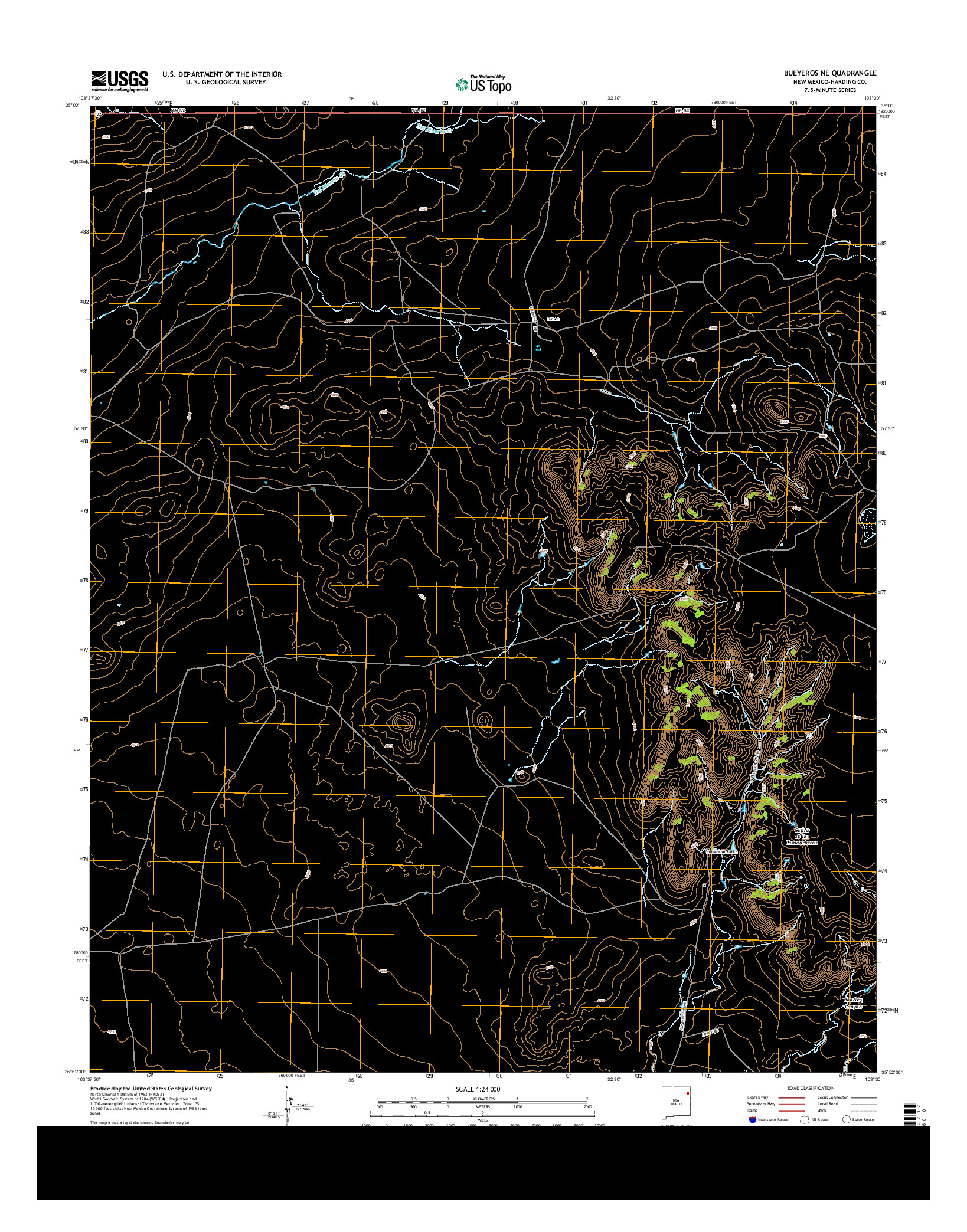 USGS US TOPO 7.5-MINUTE MAP FOR BUEYEROS NE, NM 2013