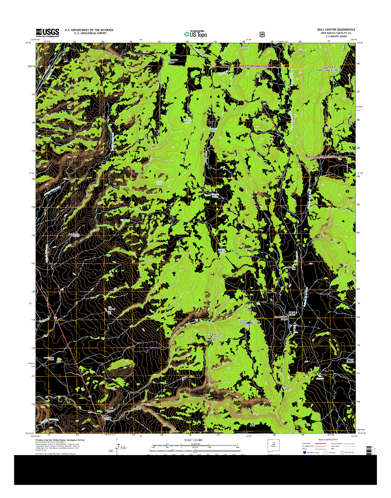 USGS US TOPO 7.5-MINUTE MAP FOR BULL CANYON, NM 2013