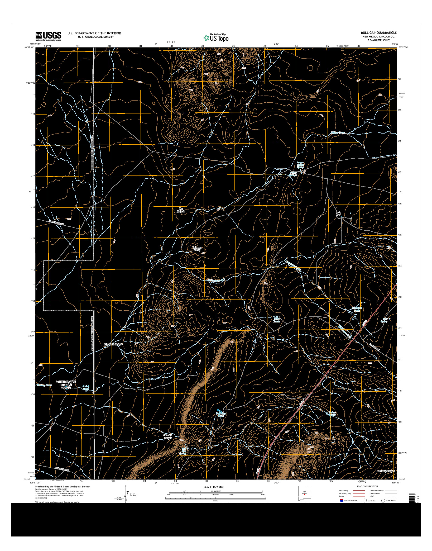 USGS US TOPO 7.5-MINUTE MAP FOR BULL GAP, NM 2013