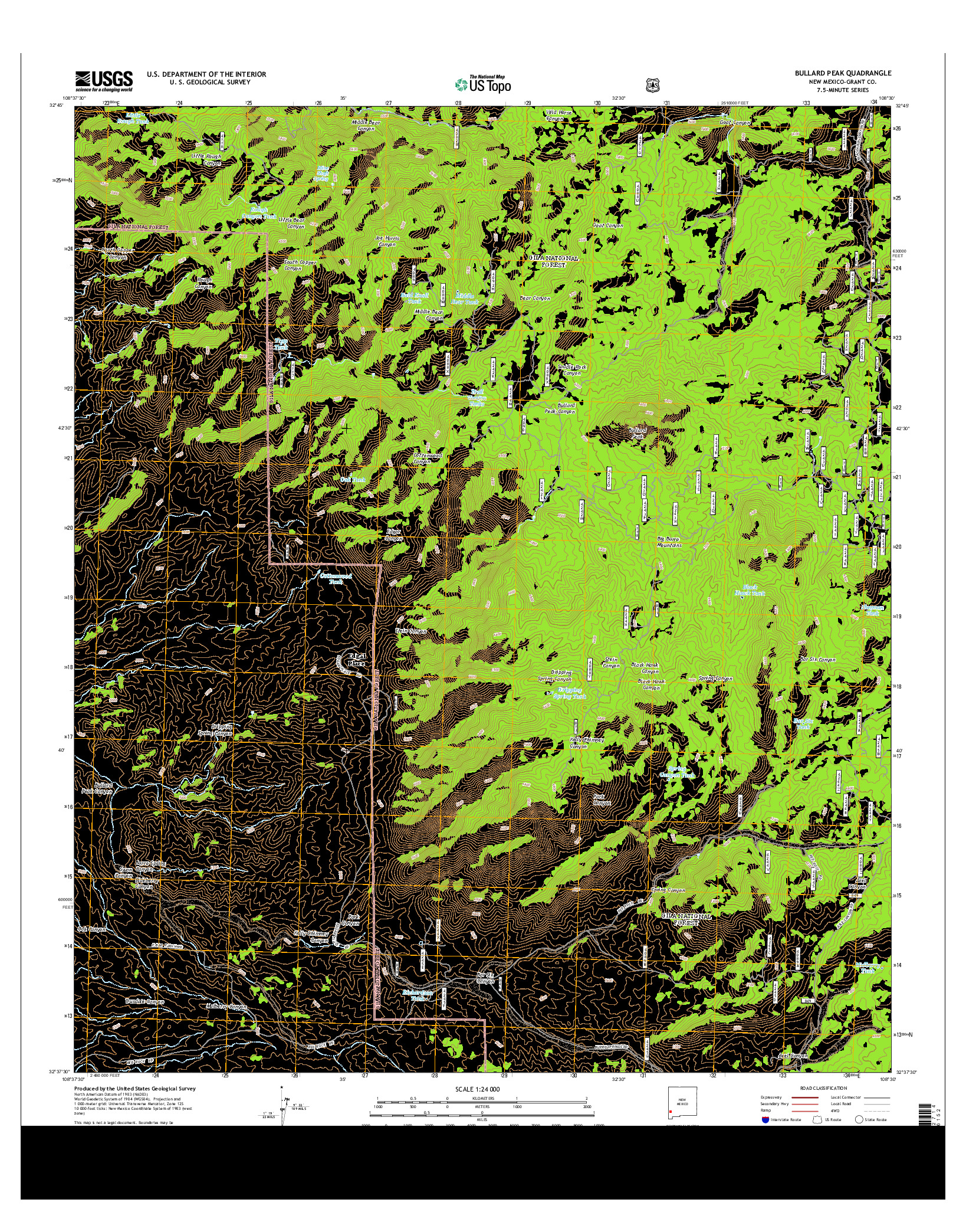 USGS US TOPO 7.5-MINUTE MAP FOR BULLARD PEAK, NM 2013