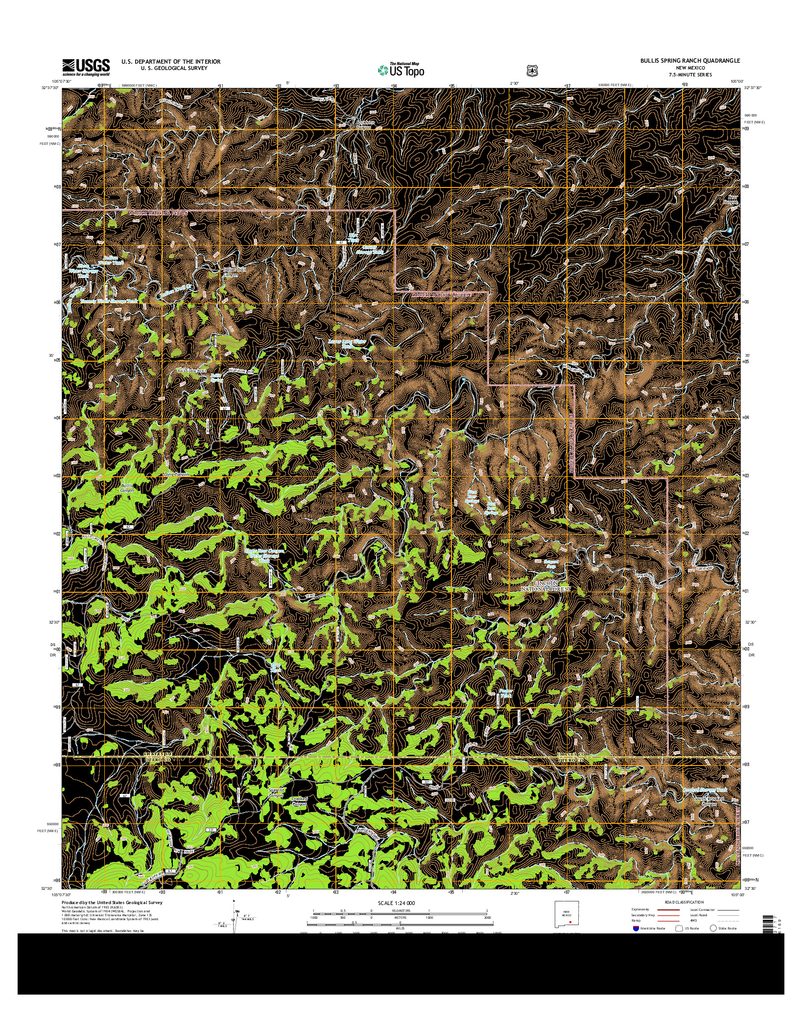 USGS US TOPO 7.5-MINUTE MAP FOR BULLIS SPRING RANCH, NM 2013