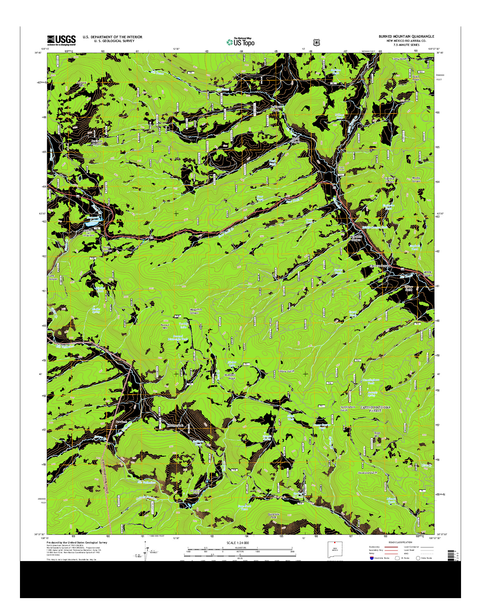 USGS US TOPO 7.5-MINUTE MAP FOR BURNED MOUNTAIN, NM 2013