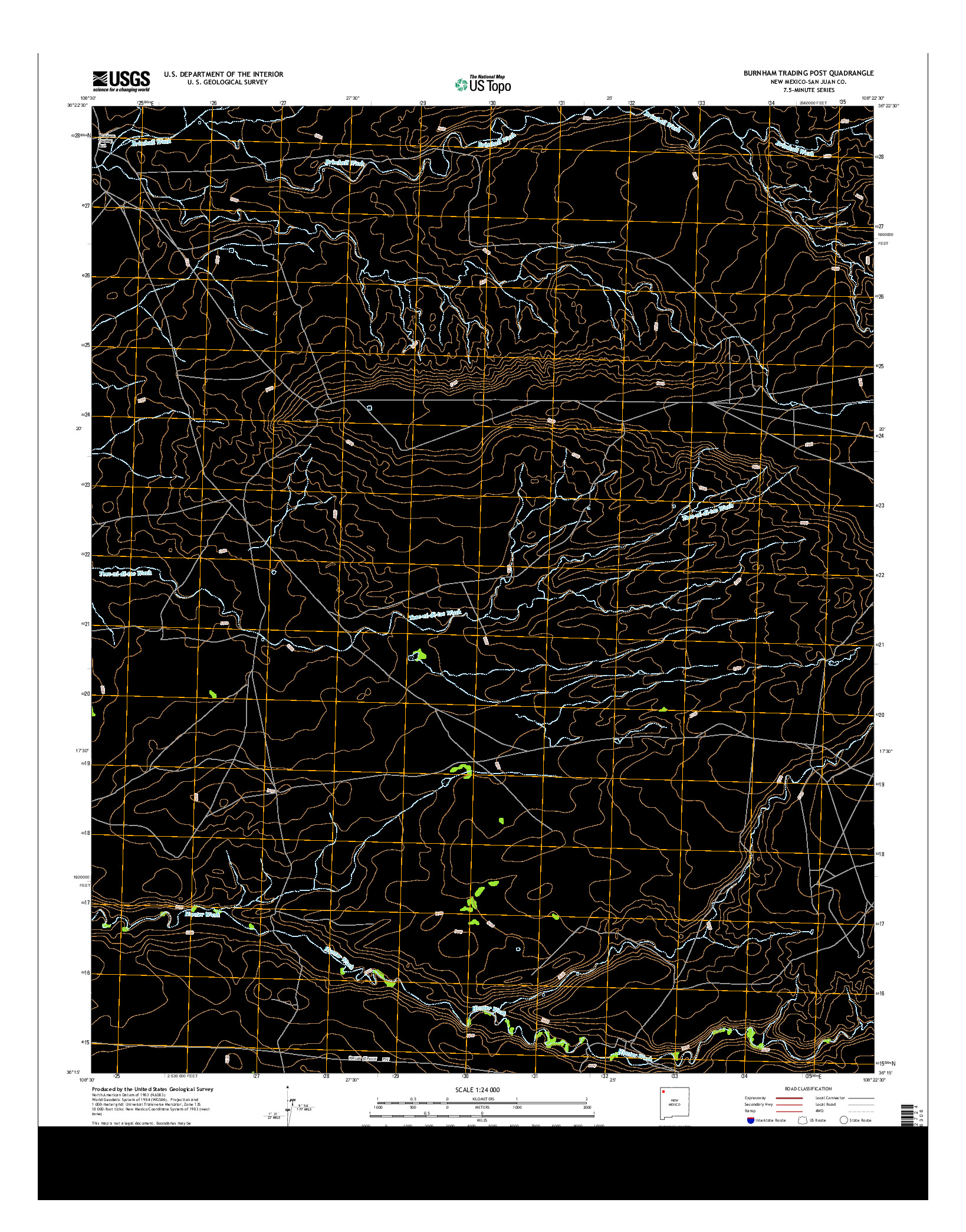 USGS US TOPO 7.5-MINUTE MAP FOR BURNHAM TRADING POST, NM 2013