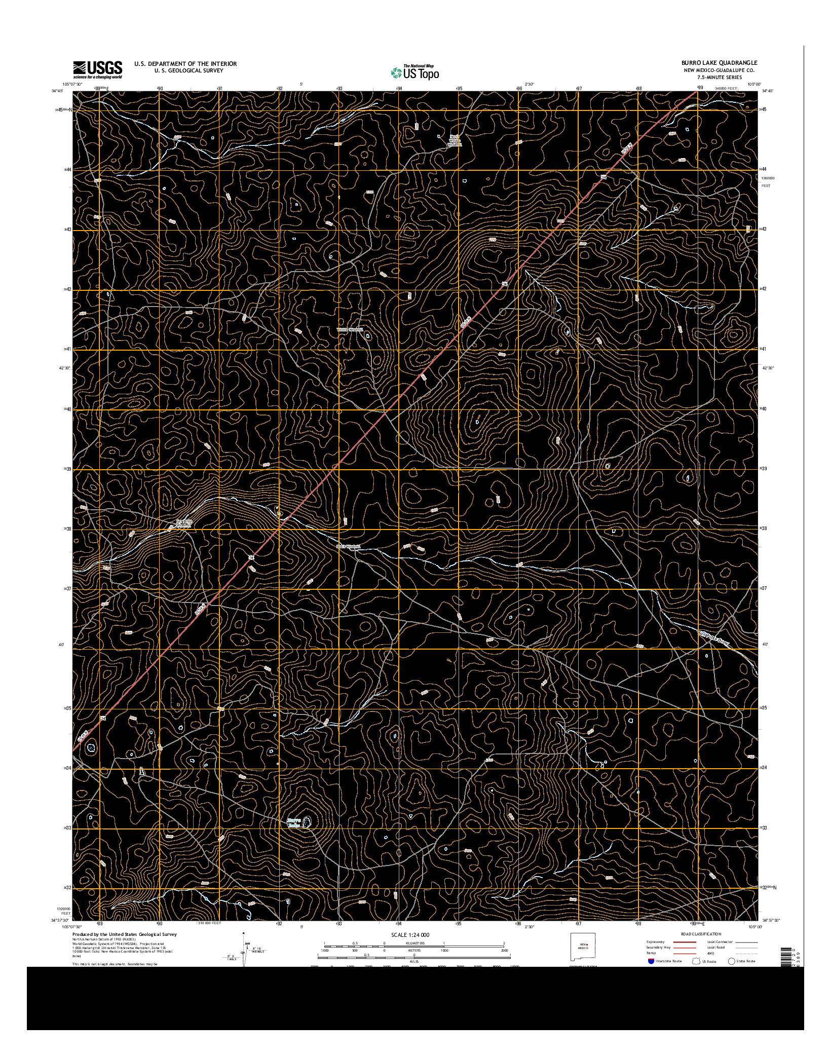 USGS US TOPO 7.5-MINUTE MAP FOR BURRO LAKE, NM 2013