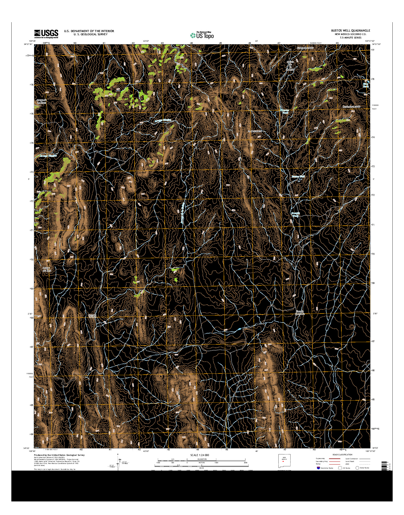 USGS US TOPO 7.5-MINUTE MAP FOR BUSTOS WELL, NM 2013