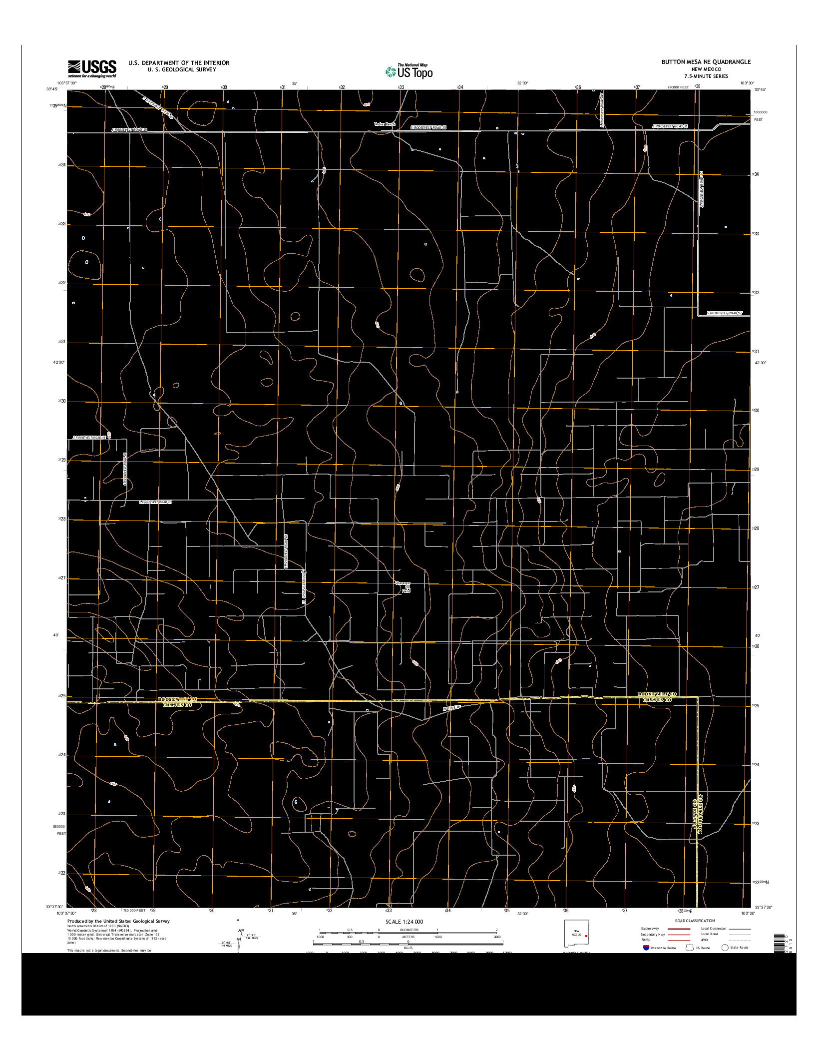 USGS US TOPO 7.5-MINUTE MAP FOR BUTTON MESA NE, NM 2013